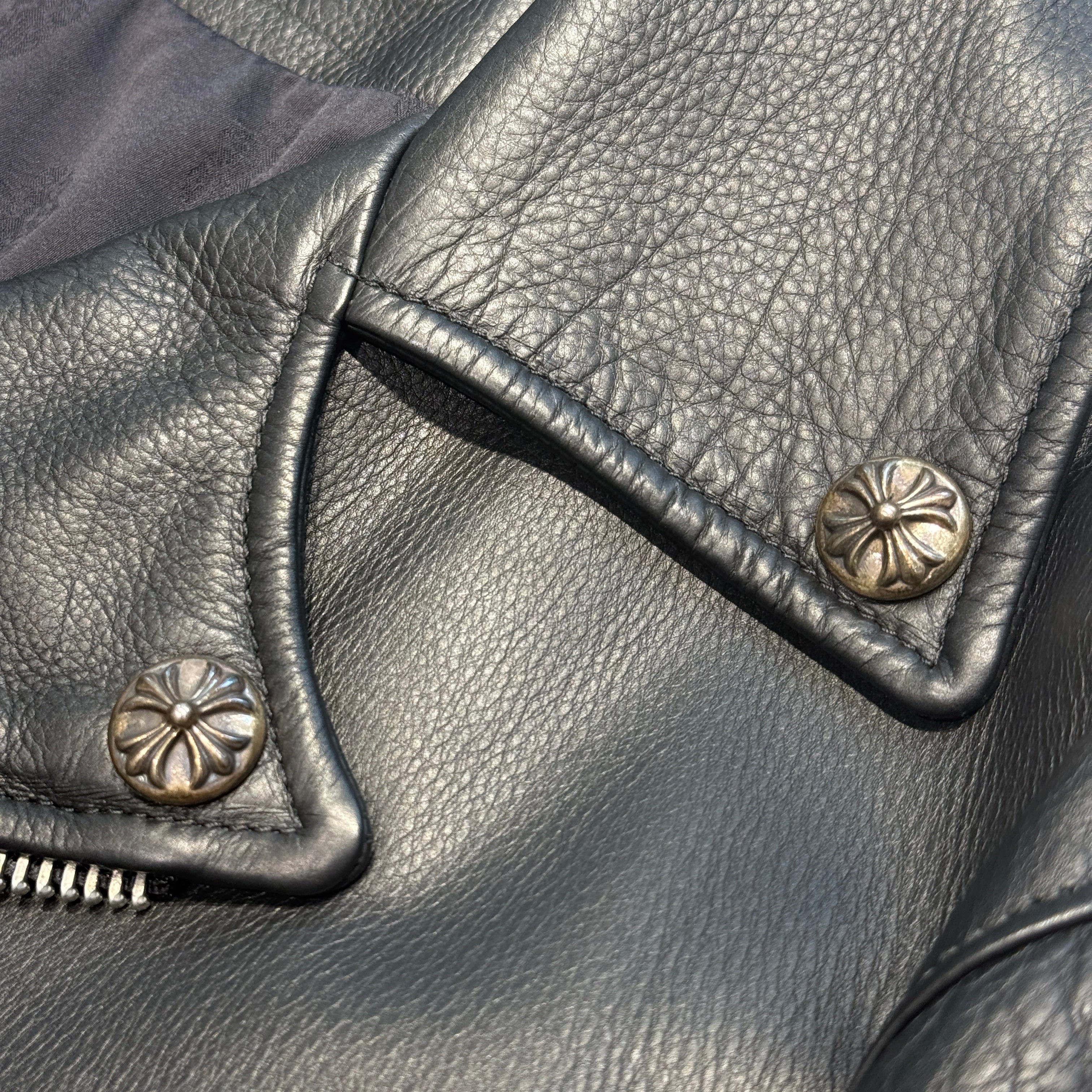 CHROME HEARTS Moto Dagger Zip Up Riders Leather Jacket Size S