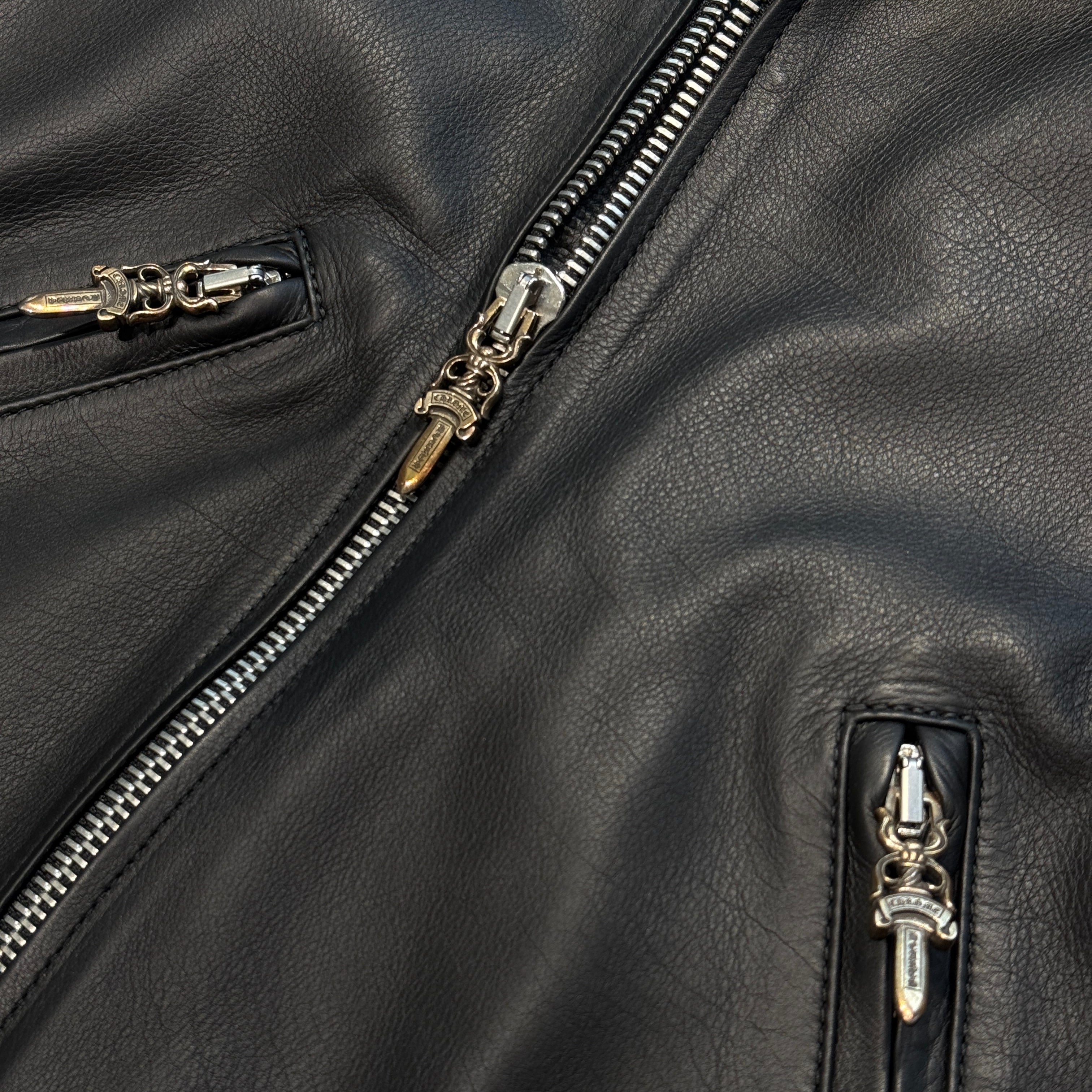 CHROME HEARTS Moto Dagger Zip Up Riders Leather Jacket Size S クロムハーツ モト ダガージップアップ ライダース レザー ジャケット サイズS