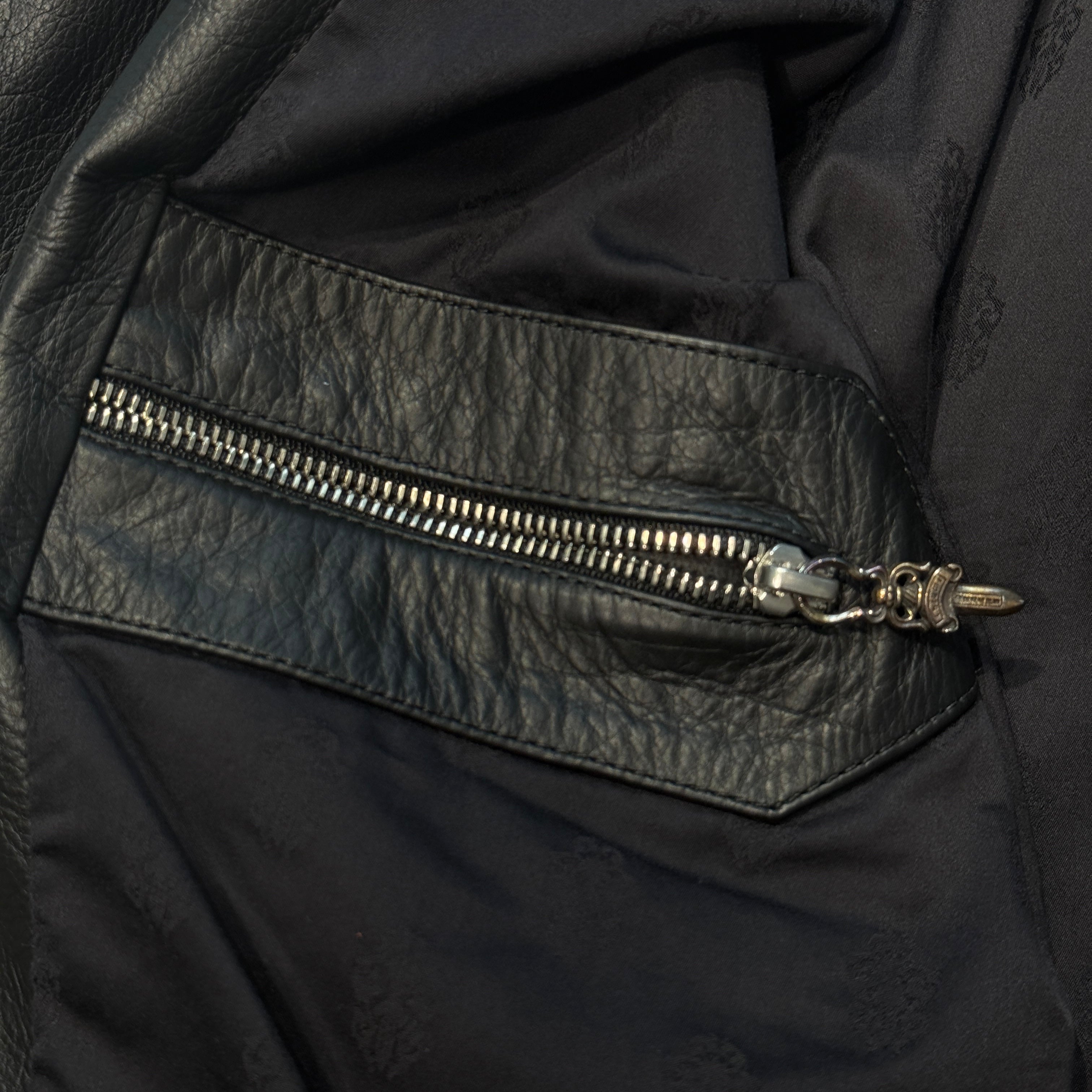 CHROME HEARTS Moto Dagger Zip Up Riders Leather Jacket Size S クロムハーツ モト ダガージップアップ ライダース レザー ジャケット サイズS