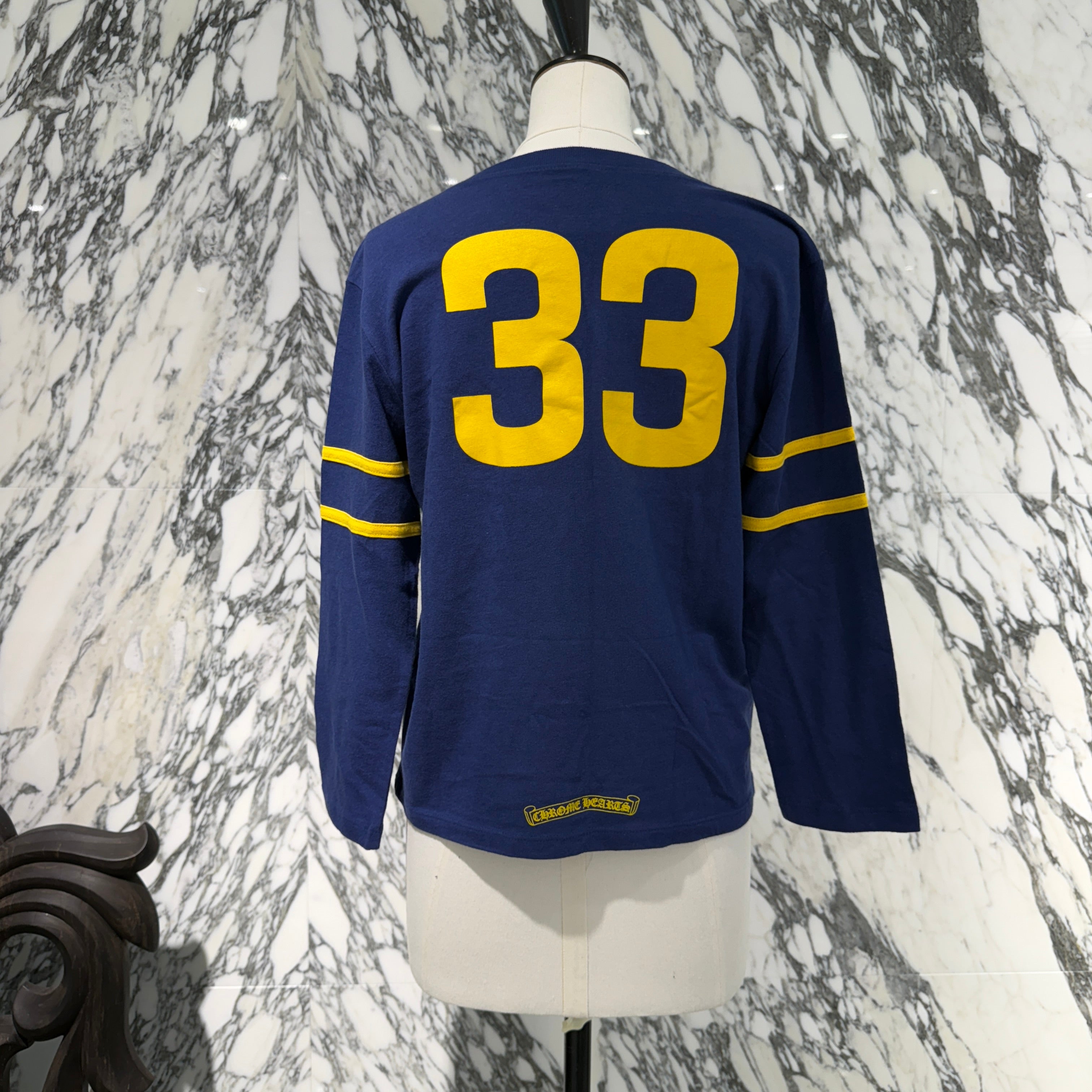 †Chrome Hearts†33 ホースシューロゴ ブルー ロンT クロムハーツ ブルー＆ホワイト LS Tシャツ |勝利路市場