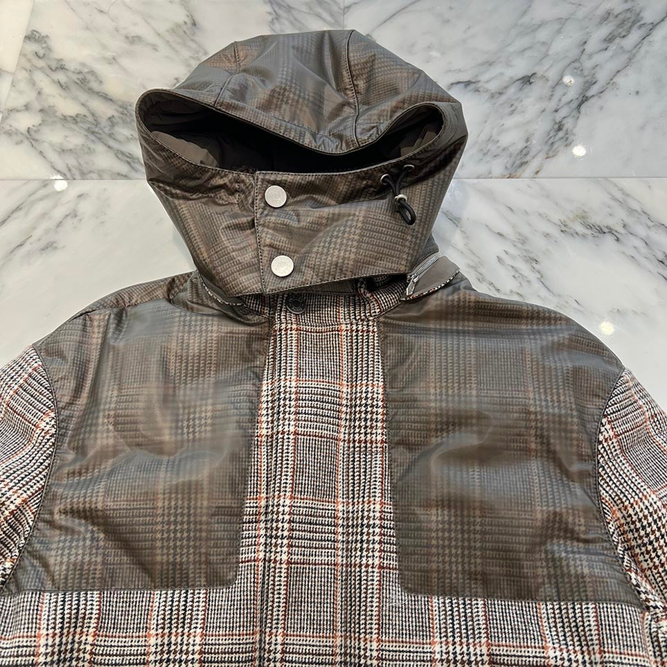 HERMES 2025SS Virgin Wool Glen Check Down Jacket Size 44 エルメス