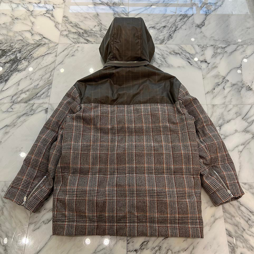 HERMES 2025SS Virgin Wool Glen Check Down Jacket Size 44 エルメス