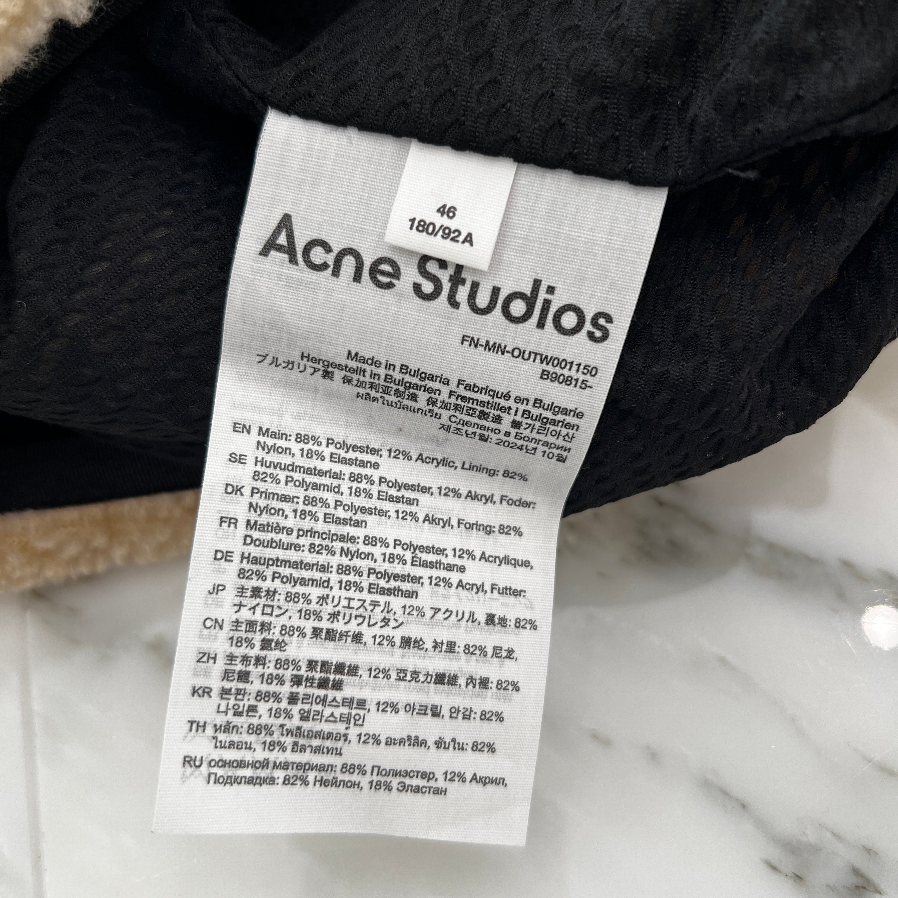 Acne Studios 2025SS Teddy Jacquard Fleece Blouson FN-MN-OUTW001150 Size 46 アクネストゥディオズ テディジャカードフリースブルゾン サイズ46