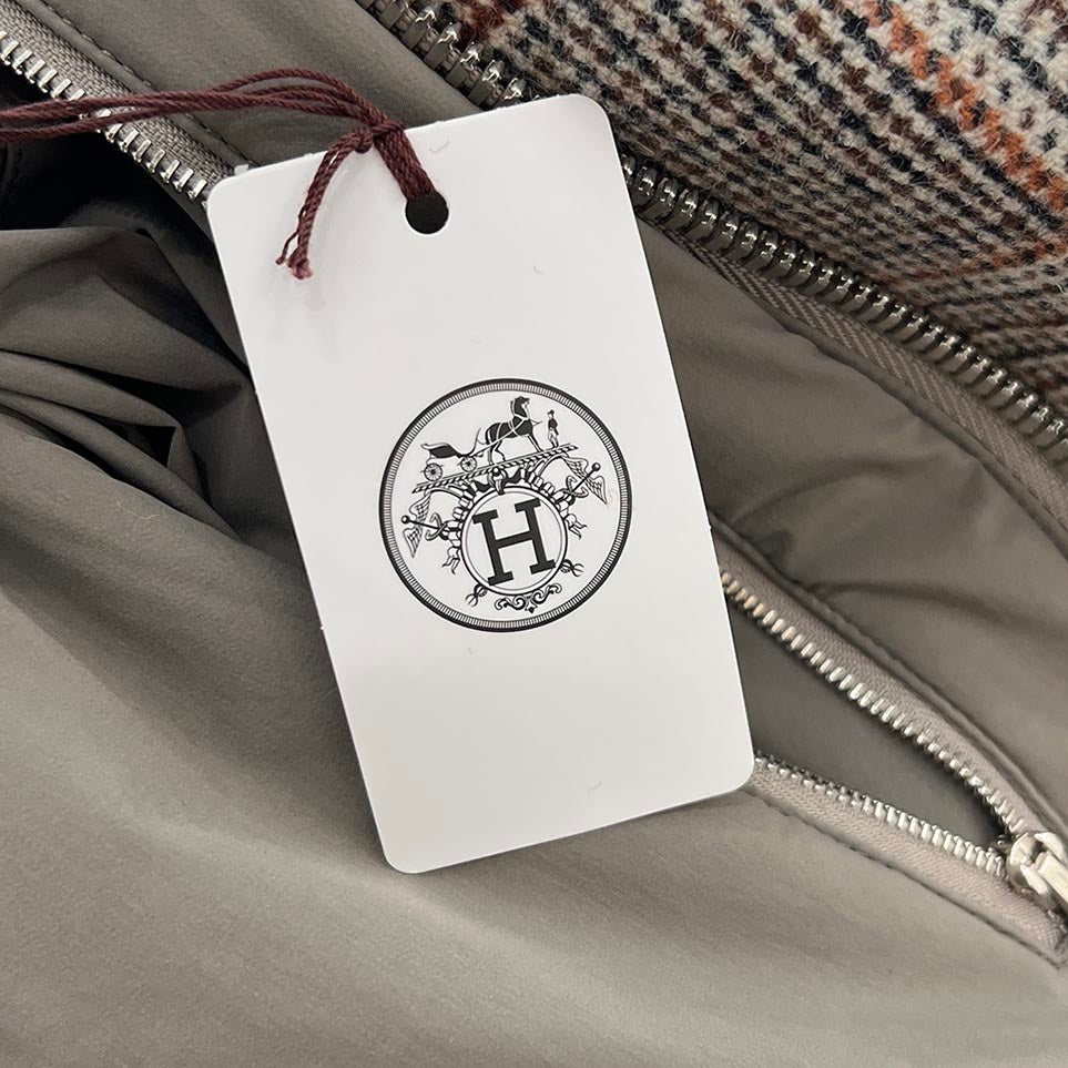 HERMES 2025SS Virgin Wool Glen Check Down Jacket Size 44 エルメス バージンウール グレンチェック ダウンジャケット サイズ44