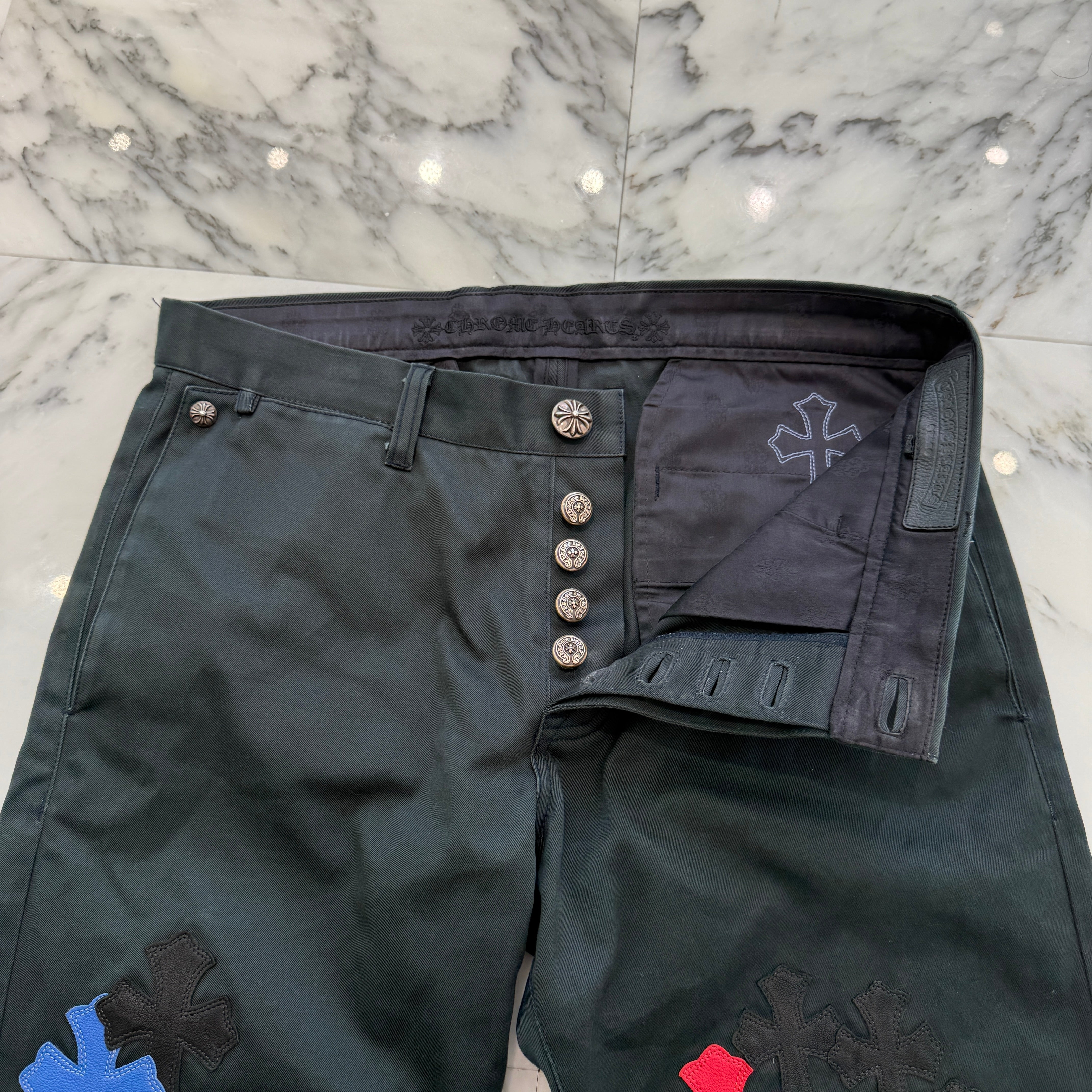 CHROME HEARTS Cemetery Leather Cross Patch Chino Pants Size 34 クロムハーツ セメタリー レザークロスパッチ チノパンツ サイズ34
