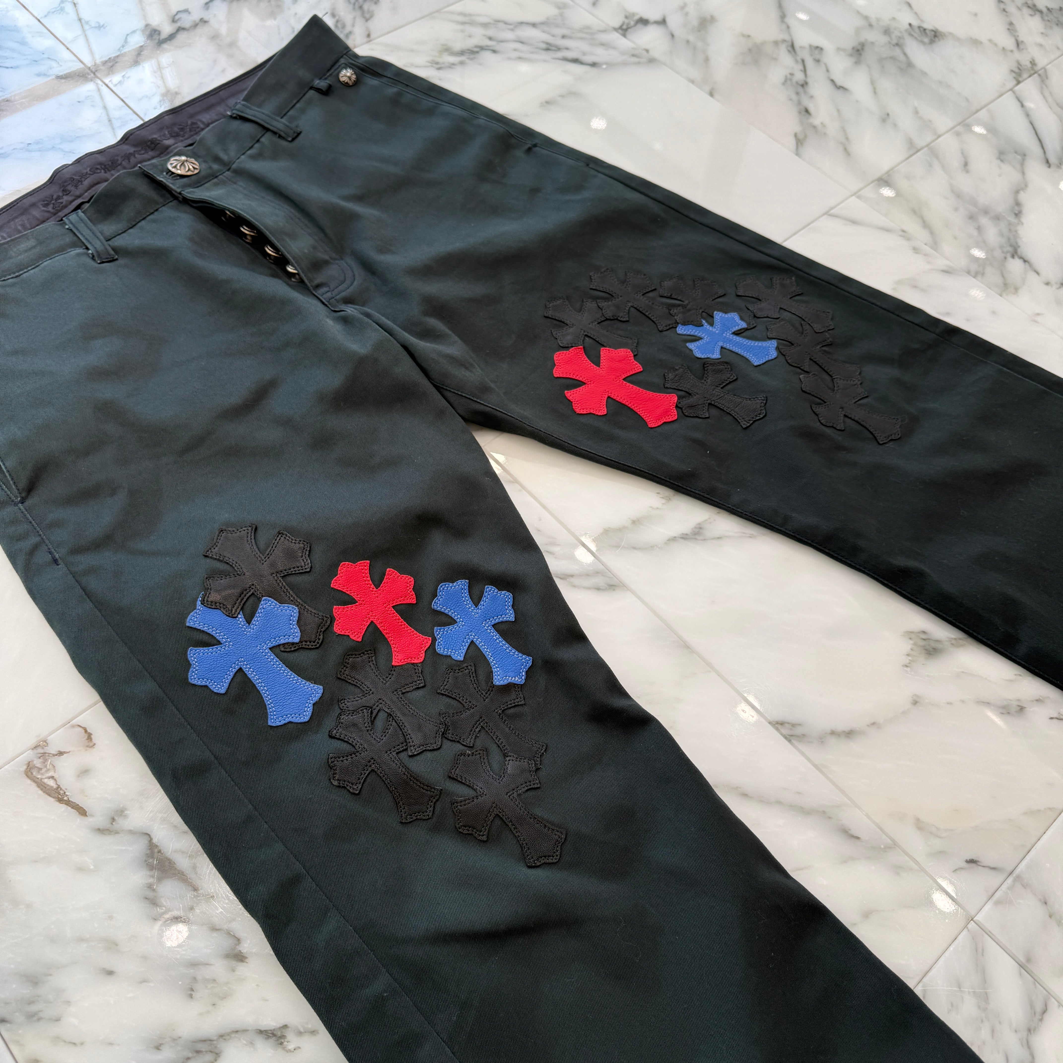 CHROME HEARTS Cemetery Leather Cross Patch Chino Pants Size 34 クロムハーツ セメタリー レザークロスパッチ チノパンツ サイズ34
