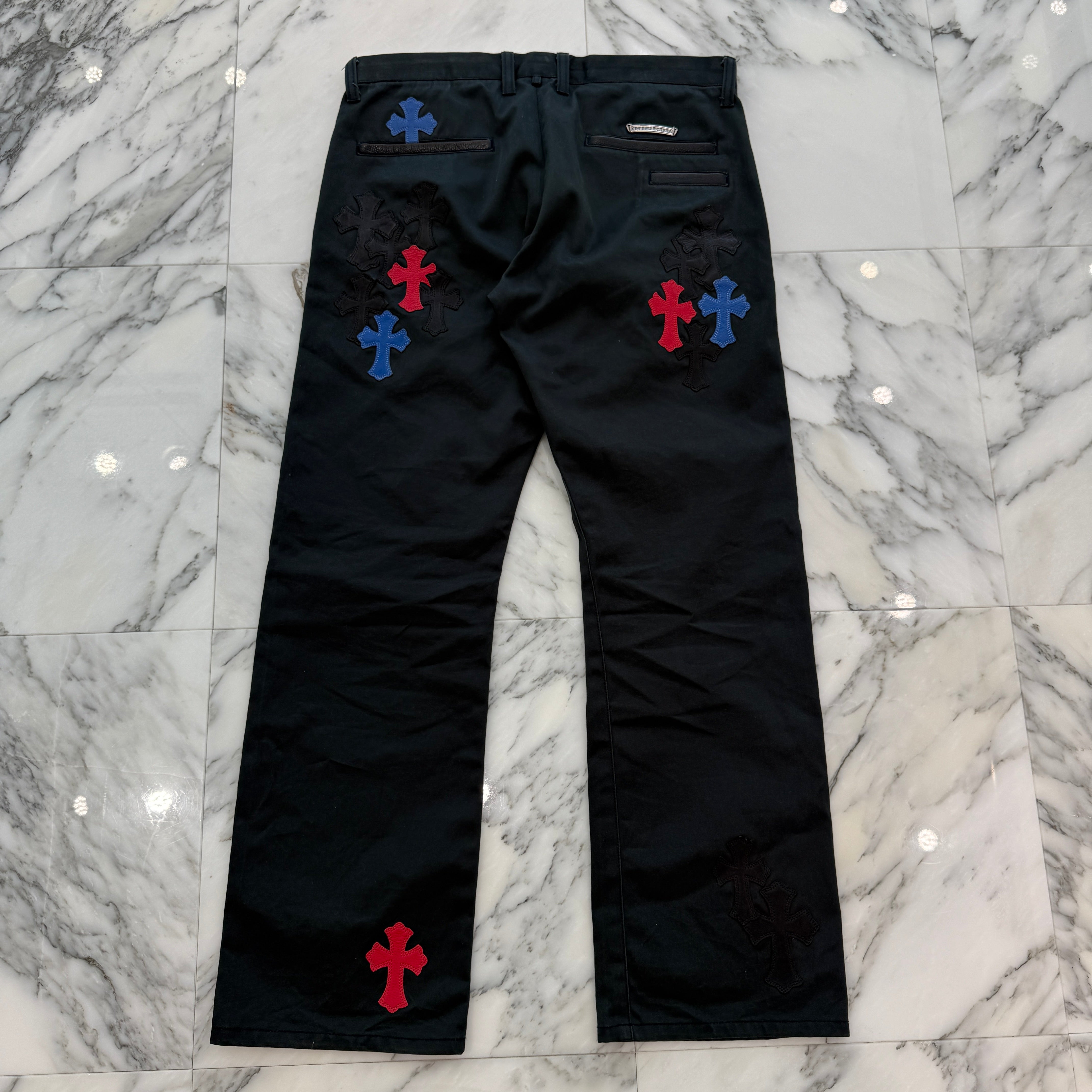 CHROME HEARTS Cemetery Leather Cross Patch Chino Pants Size 34 クロムハーツ セメタリー レザークロスパッチ チノパンツ サイズ34