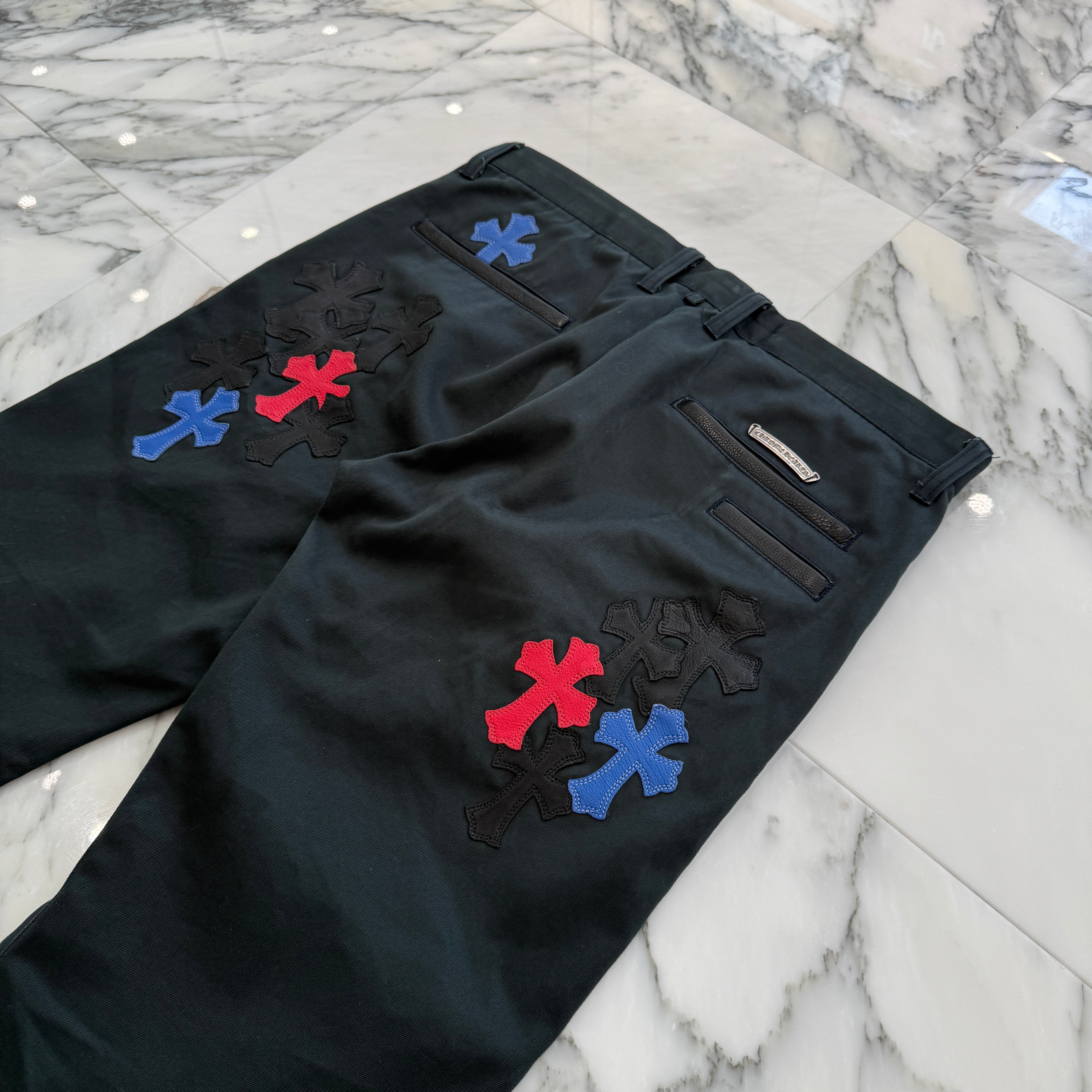 CHROME HEARTS Cemetery Leather Cross Patch Chino Pants Size 34 クロムハーツ セメタリー レザークロスパッチ チノパンツ サイズ34