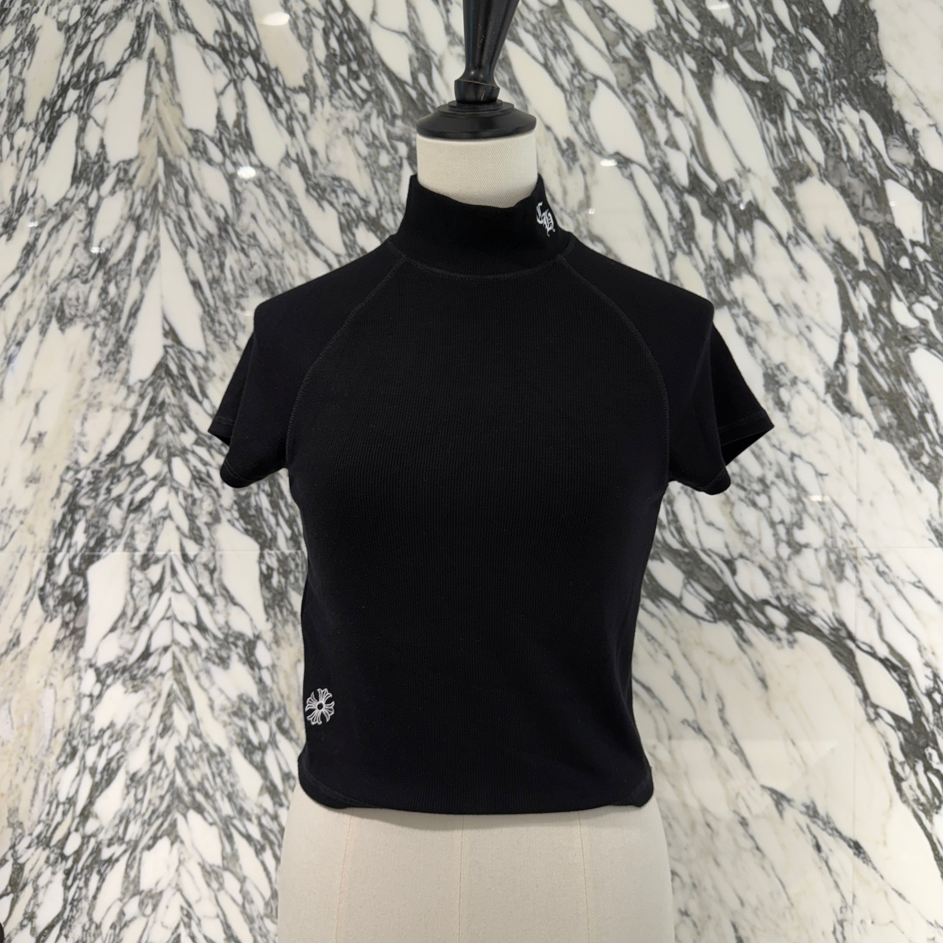 CHROME HEARTS Ynot CH Embroidery Mock Neck Tee size XS クロムハーツ ワイノット CHプラス刺繍 モックネック Tシャツ サイズXS