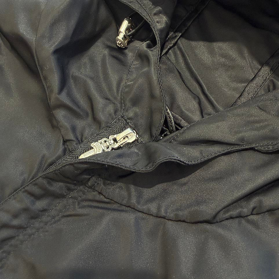 CHROME HEARTS Y NOT PUDDLES Cemetery Cross Leather Patch Zip Up Nylon Hooded Coat Size XL クロムハーツ ワイノット パドルズ セメタリークロス レザーパッチ ジップアップ ナイロン フーデッド コート サイズXL