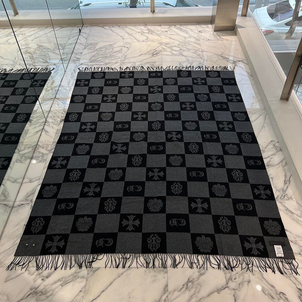 CHROME HEARTS 1 Cross Leather Patch Silk Fringe Muffler クロムハーツ 1クロスレザーパッチ シルクフリンジマフラー