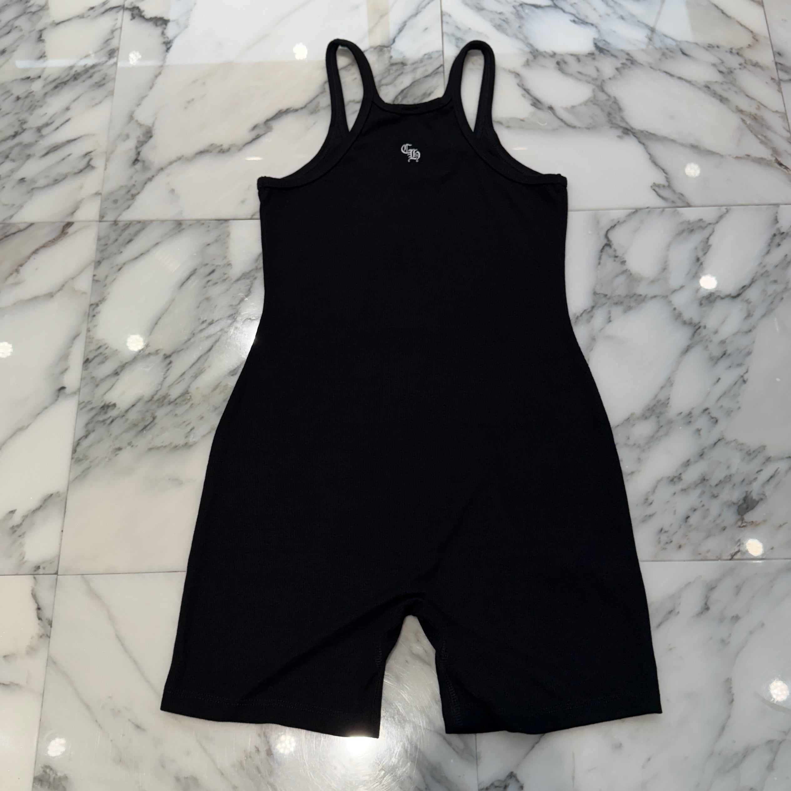 CHROME HEARTS Ynot CH Embroidery Ribbed Onesie Body Suit Size M