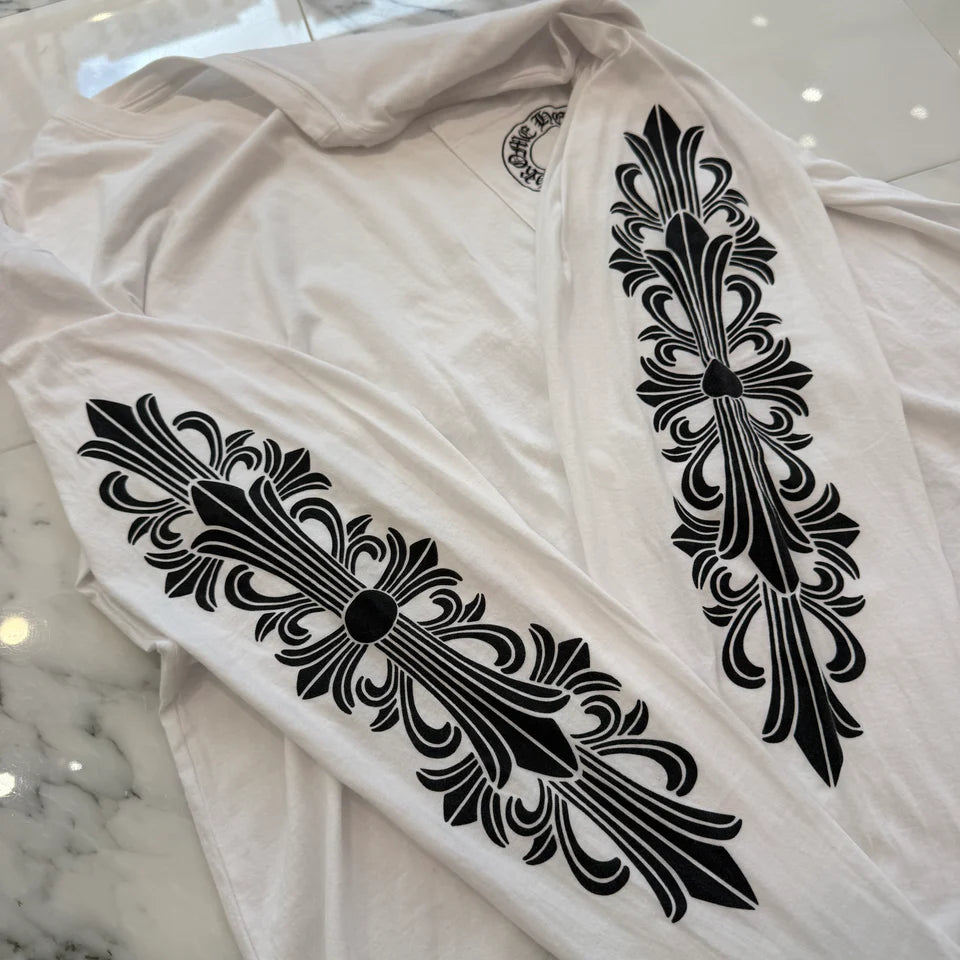 CHROME HEARTS Floral Cross Horseshoe Long Sleeve Tee Size XL クロムハーツ フローラルクロス ホースシュー ロングスリーブTシャツ サイズXL