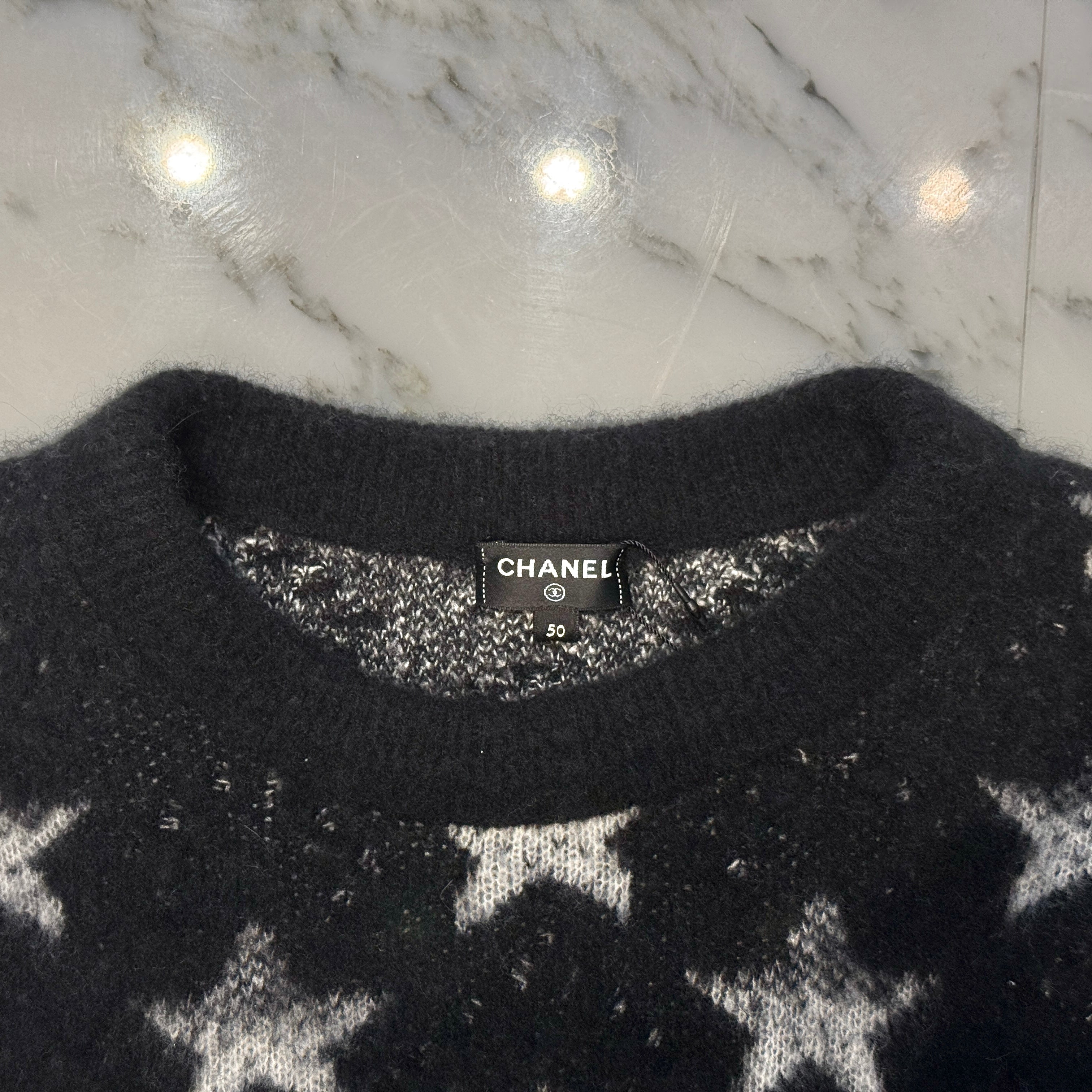 CHANEL 2023AW Star Motif Cashmere Blend Knit P74520K10862 Size 50 シャネル スターモチーフ カシミアブレンド ニットセーター サイズ50