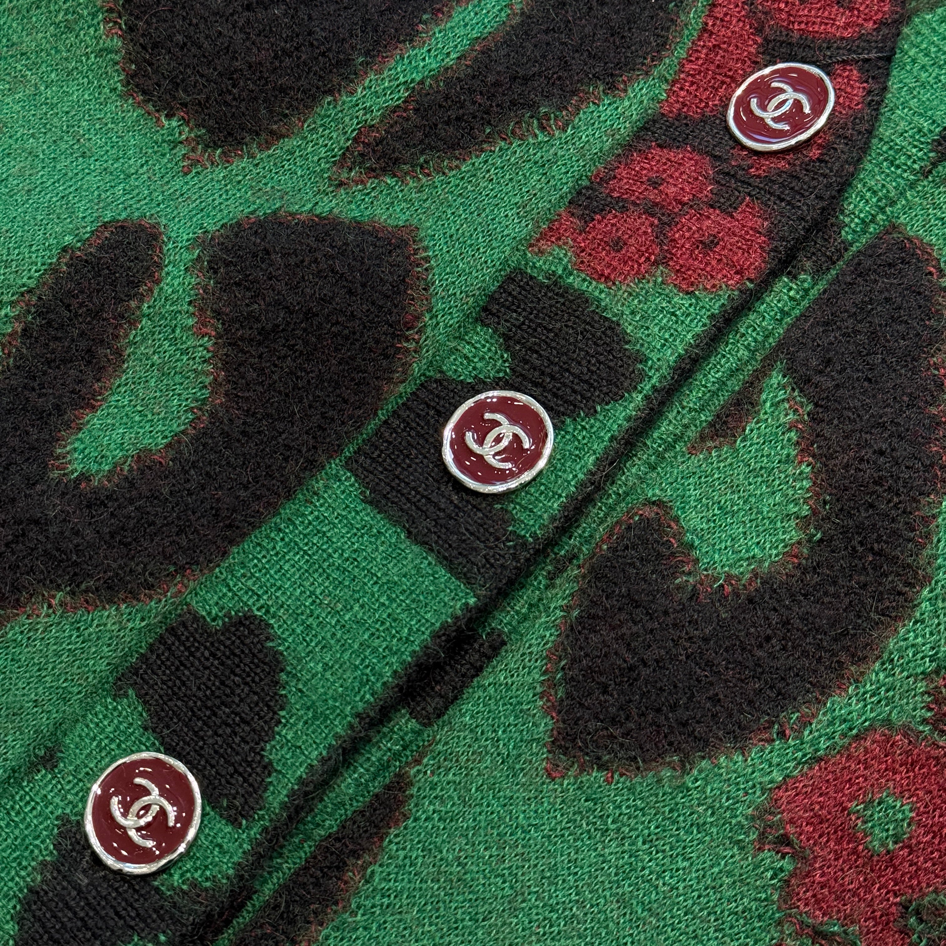 CHANEL 2023AW Coco Button Leopard Knit Cardigan P75362K10782 Size 50 シャネル ココマーク レオパード ニット カーディガン サイズ50