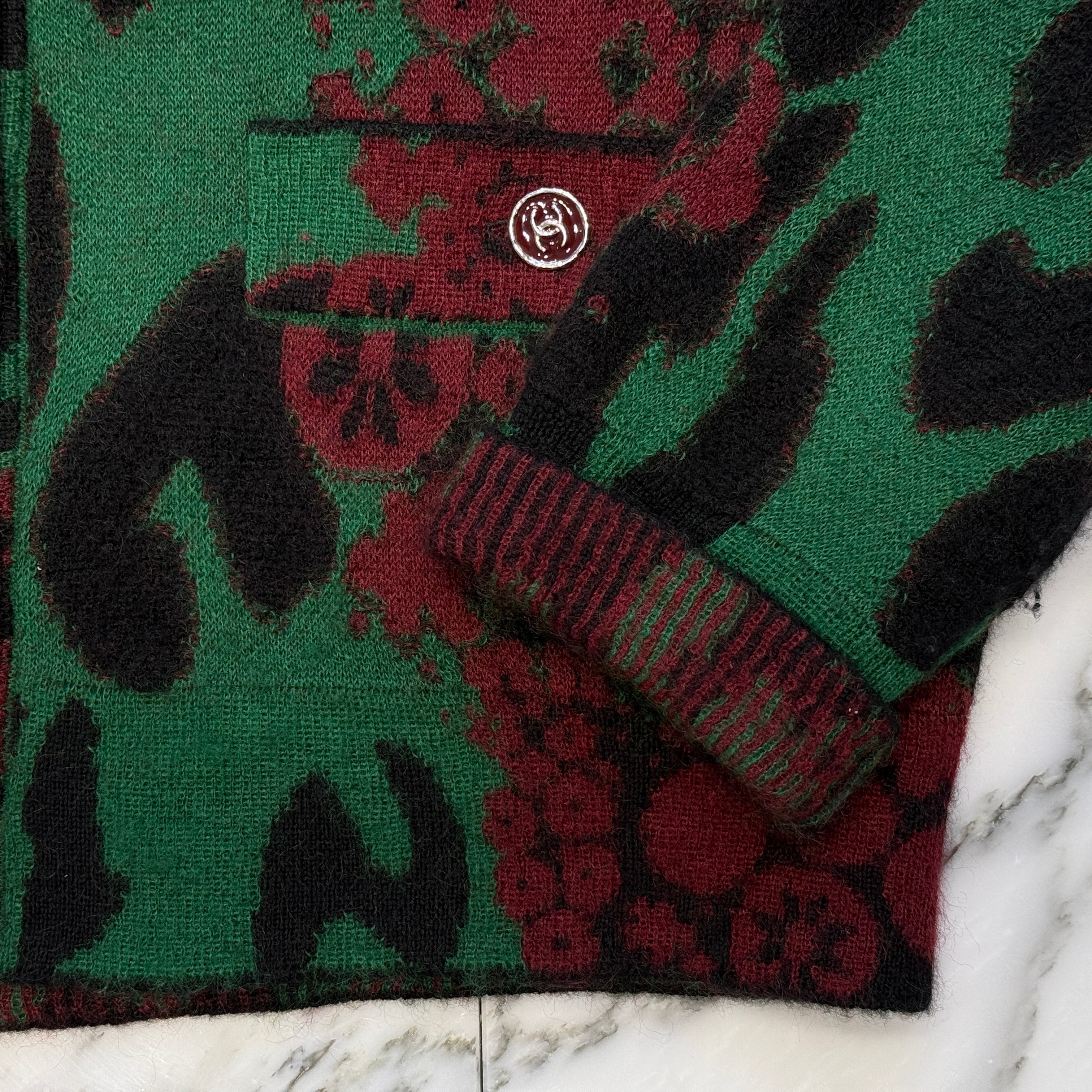 CHANEL 2023AW Coco Button Leopard Knit Cardigan P75362K10782 Size 50 シャネル ココマーク レオパード ニット カーディガン サイズ50