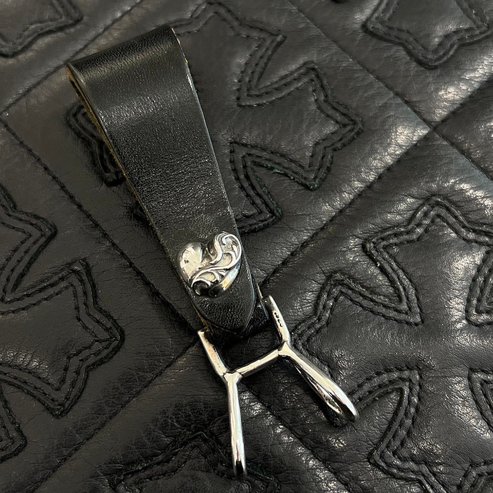 CHROME HEARTS Heart Button Leather W Belt Loop クロムハーツ ハートボタン レザー ダブル ベルトループ