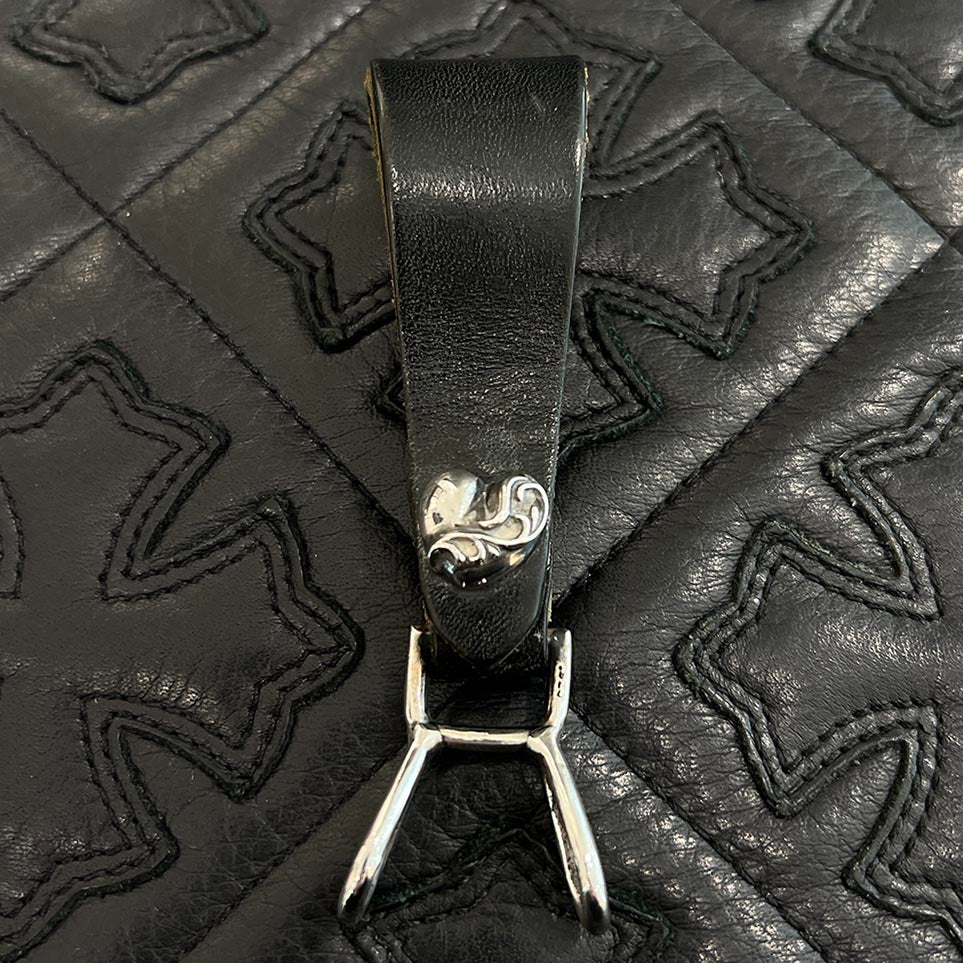 CHROME HEARTS Heart Button Leather W Belt Loop クロムハーツ ハートボタン レザー ダブル ベルトループ