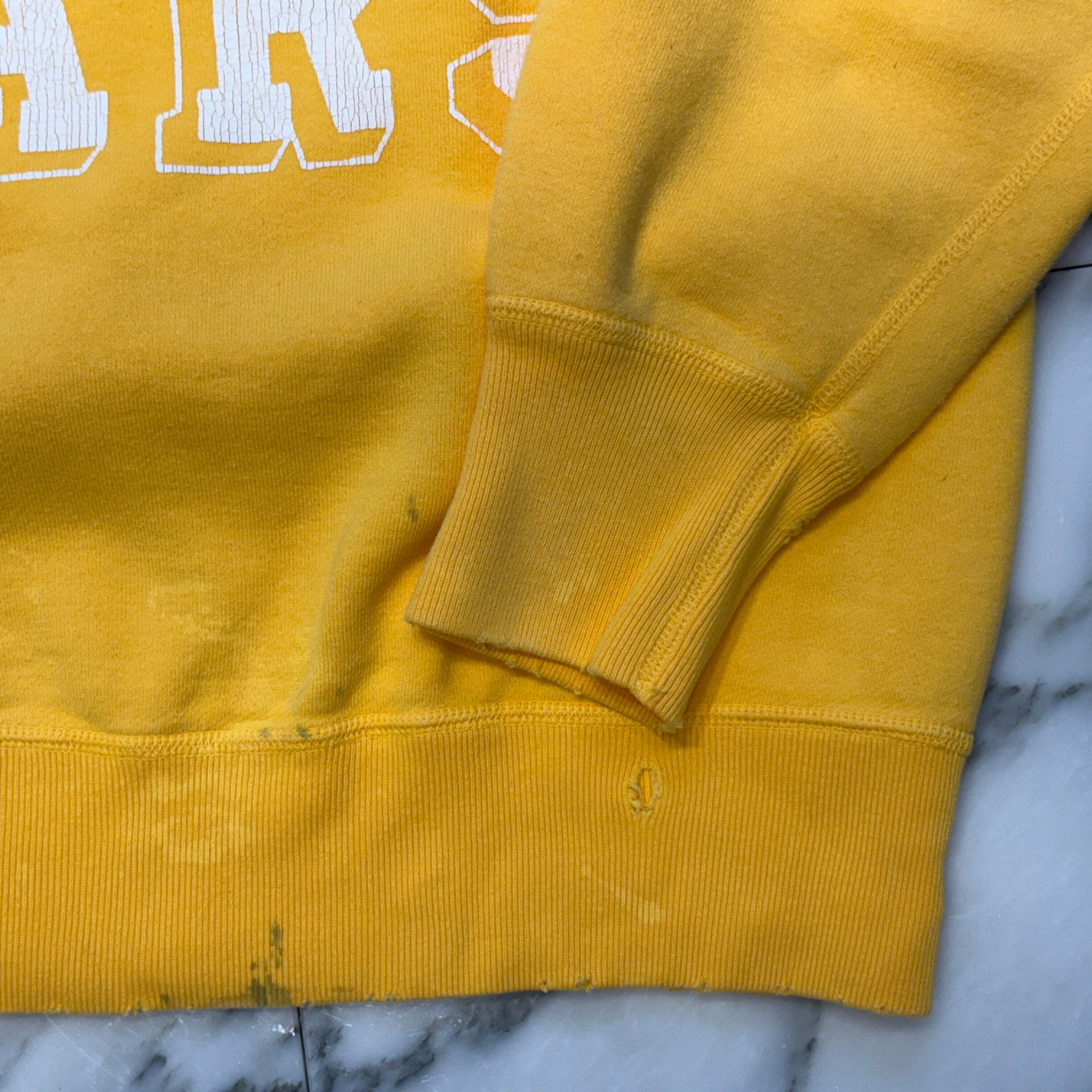 SAINT Mxxxxxx × DENIMTEARS 2021AW Distressed College Logo Sweat Shirt SM-A21-0000-049 Size L セントマイケル×デニムティアーズ ユーズド加工カレッジロゴスウェットシャツ サイズL