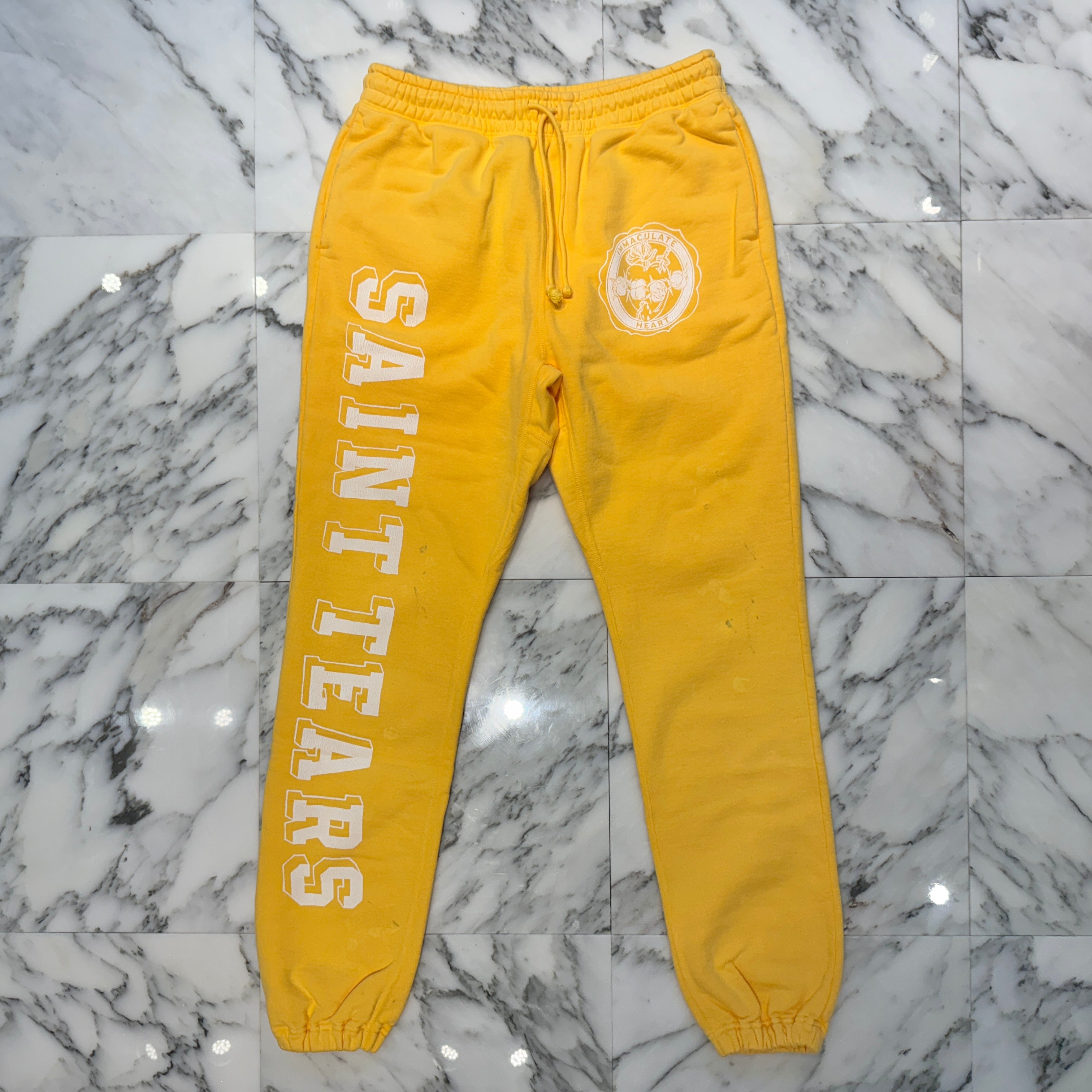 SAINT Mxxxxxx × DENIMTEARS 2021AW Distressed College Logo Sweat Pants SM-A21-0000-053 Size M セントマイケル×デニムティアーズ ユーズド加工 カレッジロゴ スウェットパンツ サイズM