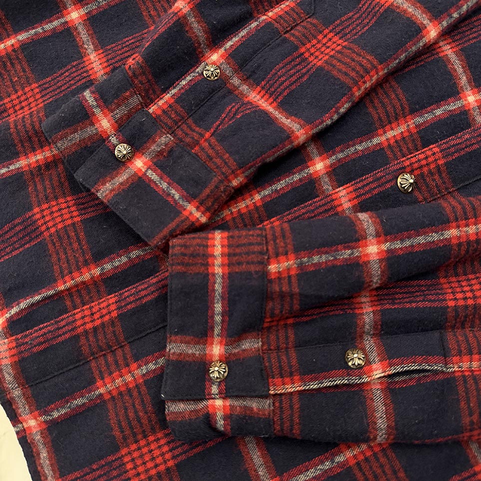 CHROME HEARTS Reversible Cross Ball Button Check Shirt Jacket Size XL クロムハーツ リバーシブル クロスボールボタン チェックシャツ ジャケット サイズXL