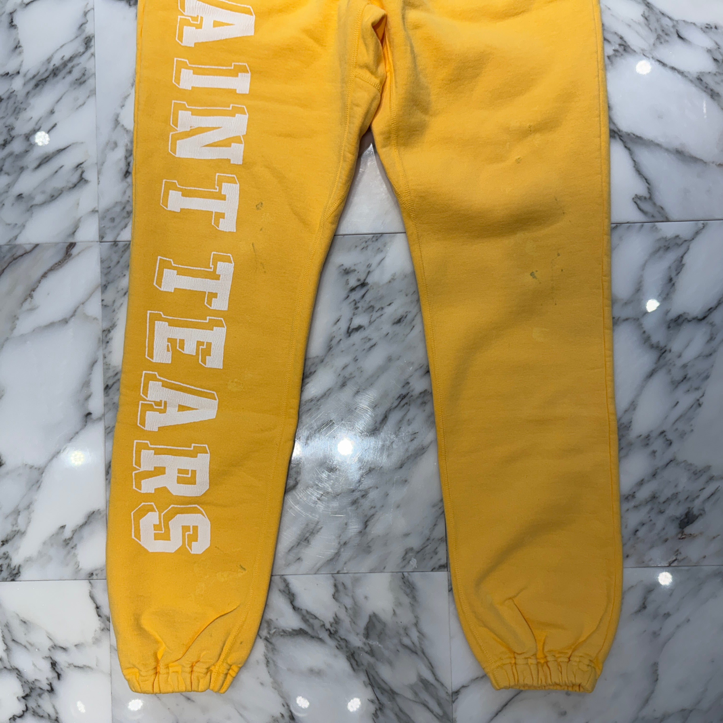 SAINT Mxxxxxx × DENIMTEARS 2021AW Distressed College Logo Sweat Pants SM-A21-0000-053 Size M セントマイケル×デニムティアーズ ユーズド加工 カレッジロゴ スウェットパンツ サイズM