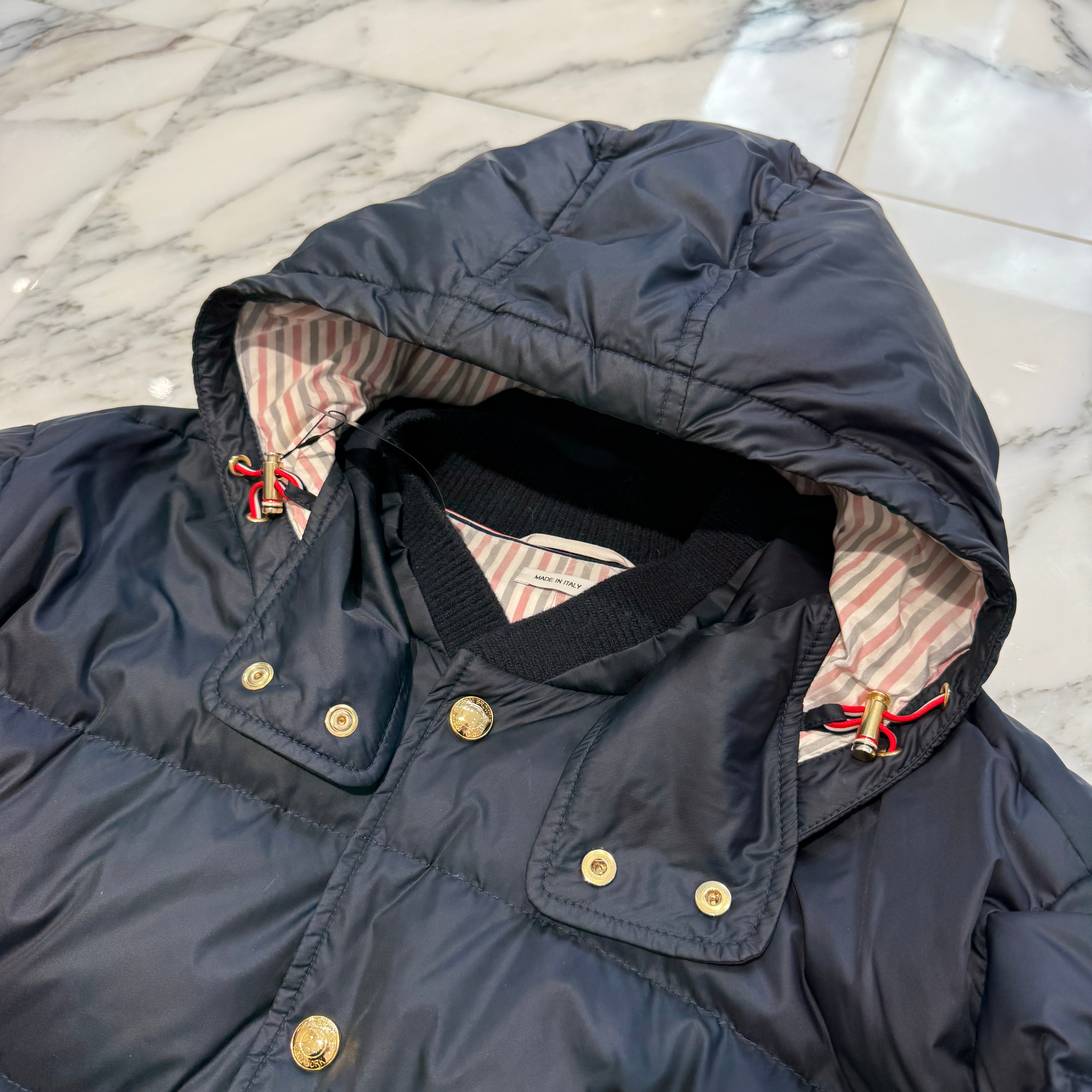 THOM BROWNE 2023AW DOWNFILLED 4 Bar Snap Front Down Jacket MJD061X-05411415 Size 3 トムブラウン ダウンフィルド 4バー スナップフロント ダウンジャケット サイズ3