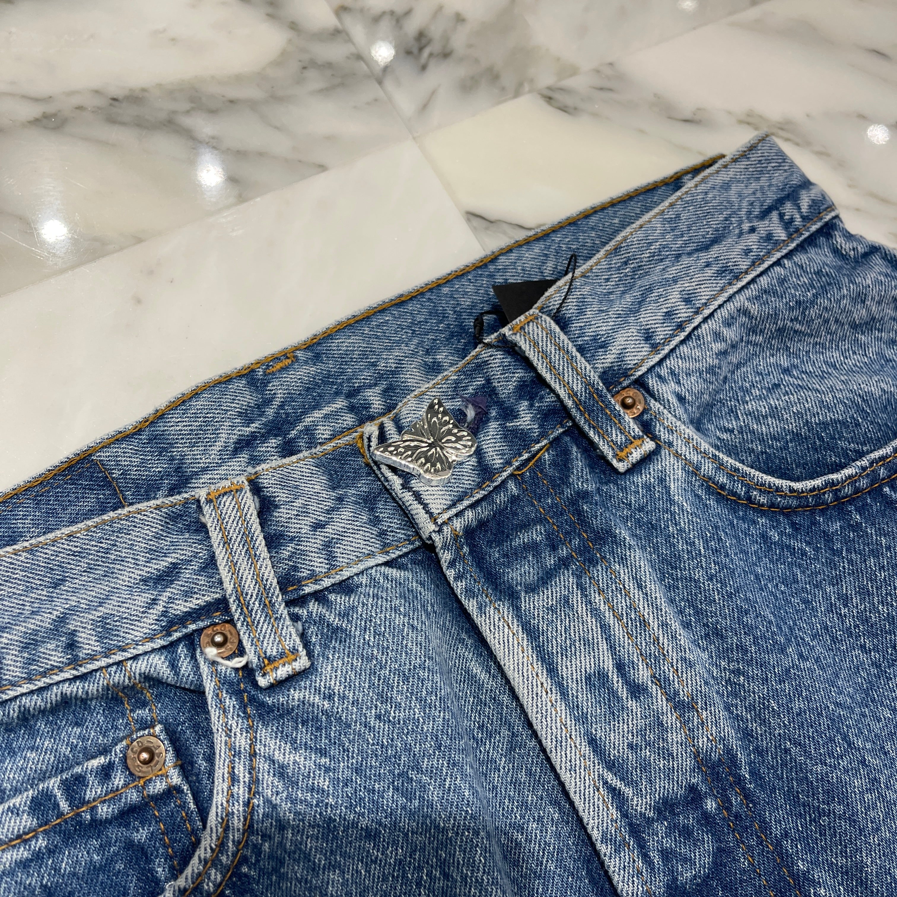 ABOUT DREAMS Butterfly Jeans Size W31 L36 アバウトドリームズ バタフライジーンズ インディゴ×ホワイト×ブルー サイズW31×L36