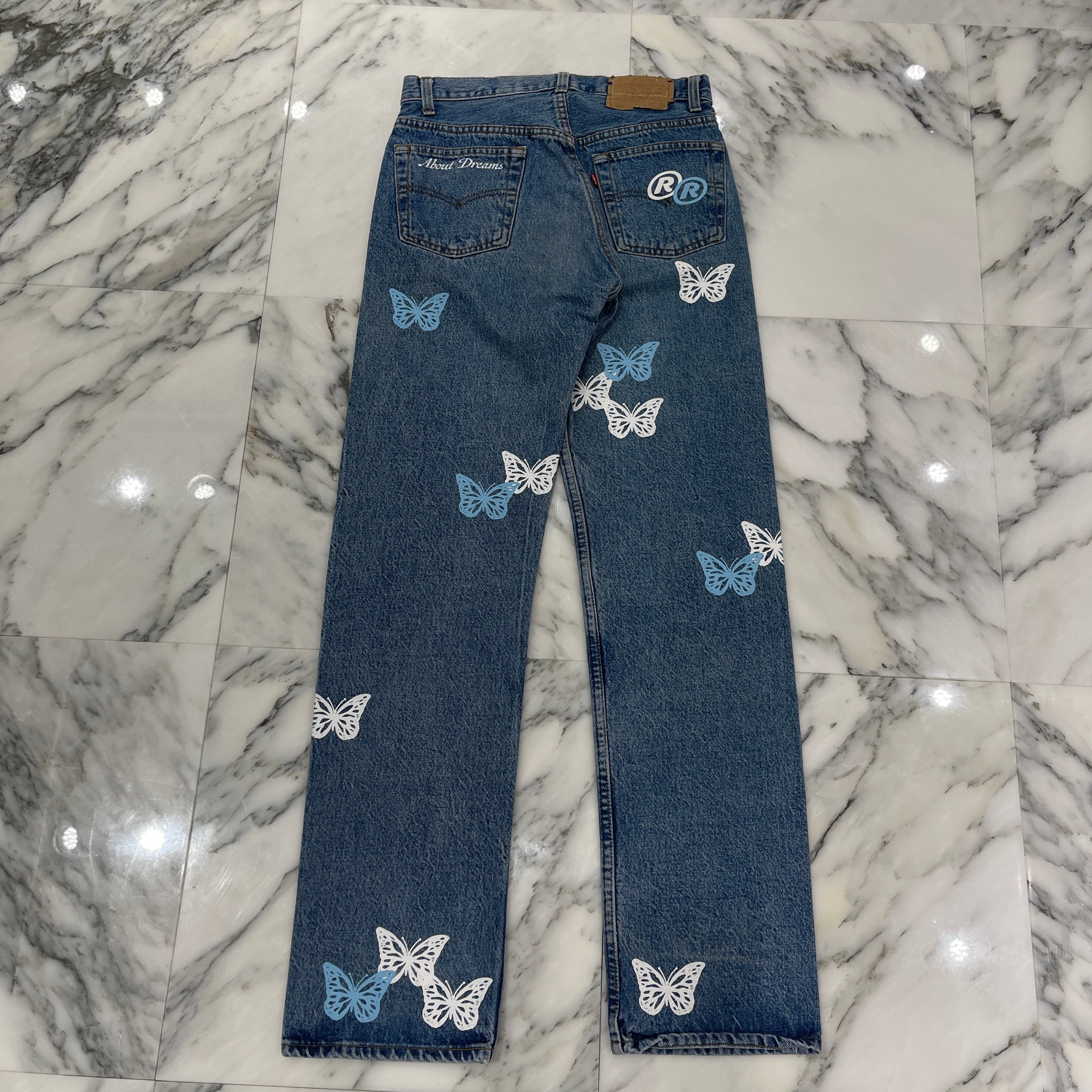 ABOUT DREAMS Butterfly Jeans Size W31 L36 アバウトドリームズ バタフライジーンズ インディゴ×ホワイト×ブルー サイズW31×L36