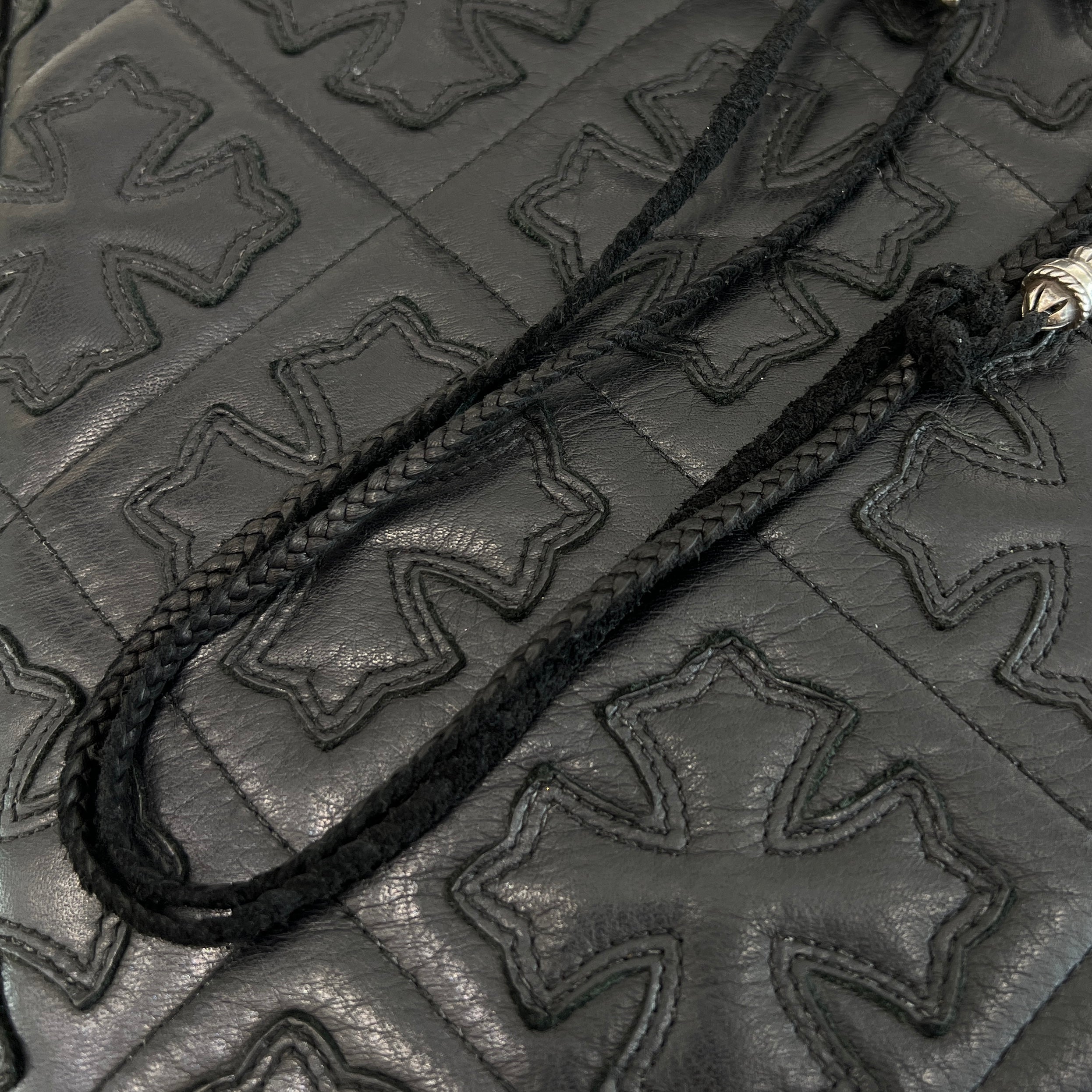 CHROME HEARTS Leather String Large Cross Pendant Top クロムハーツ レザー紐 ラージクロス ペンダントトップ