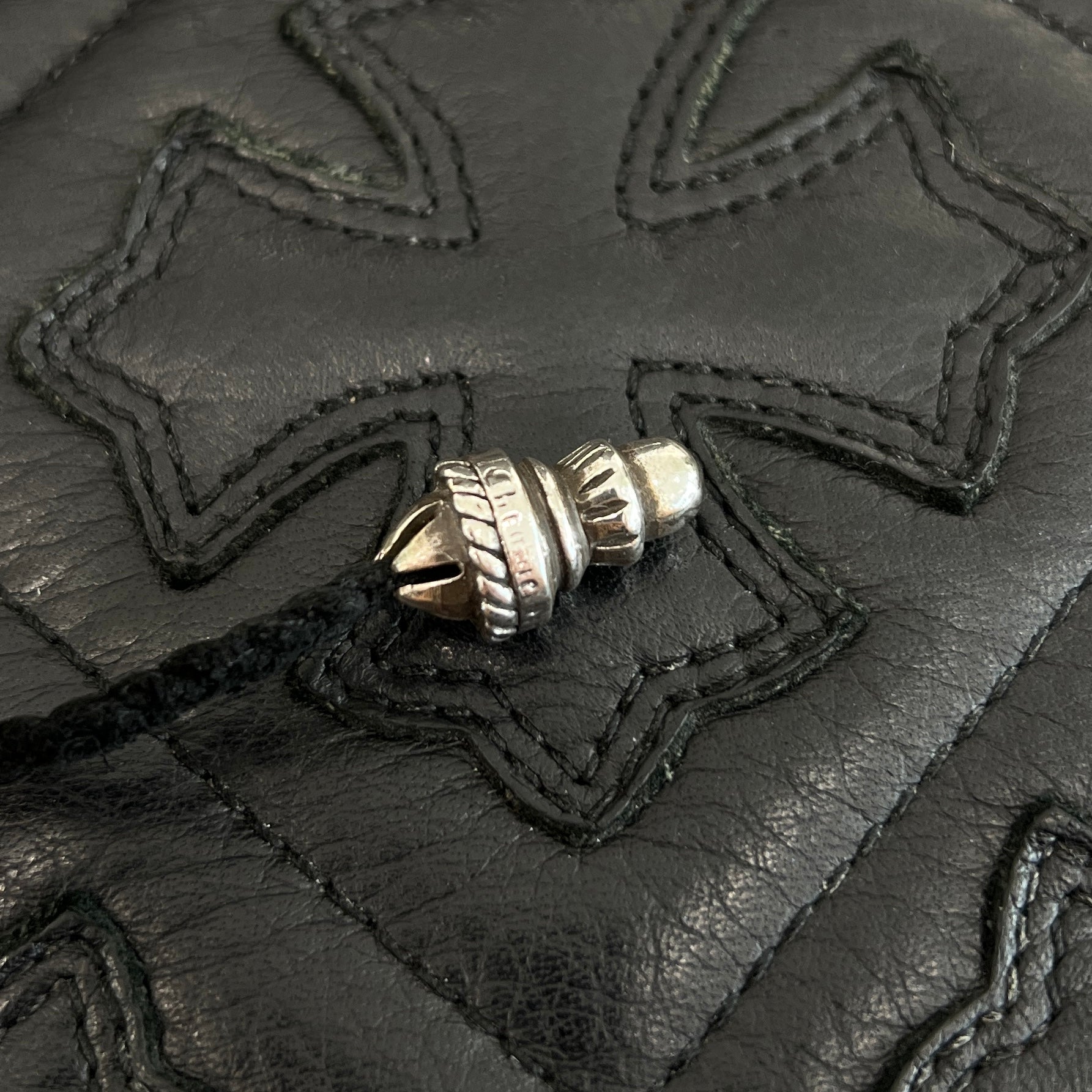 CHROME HEARTS Leather String Large Cross Pendant Top クロムハーツ