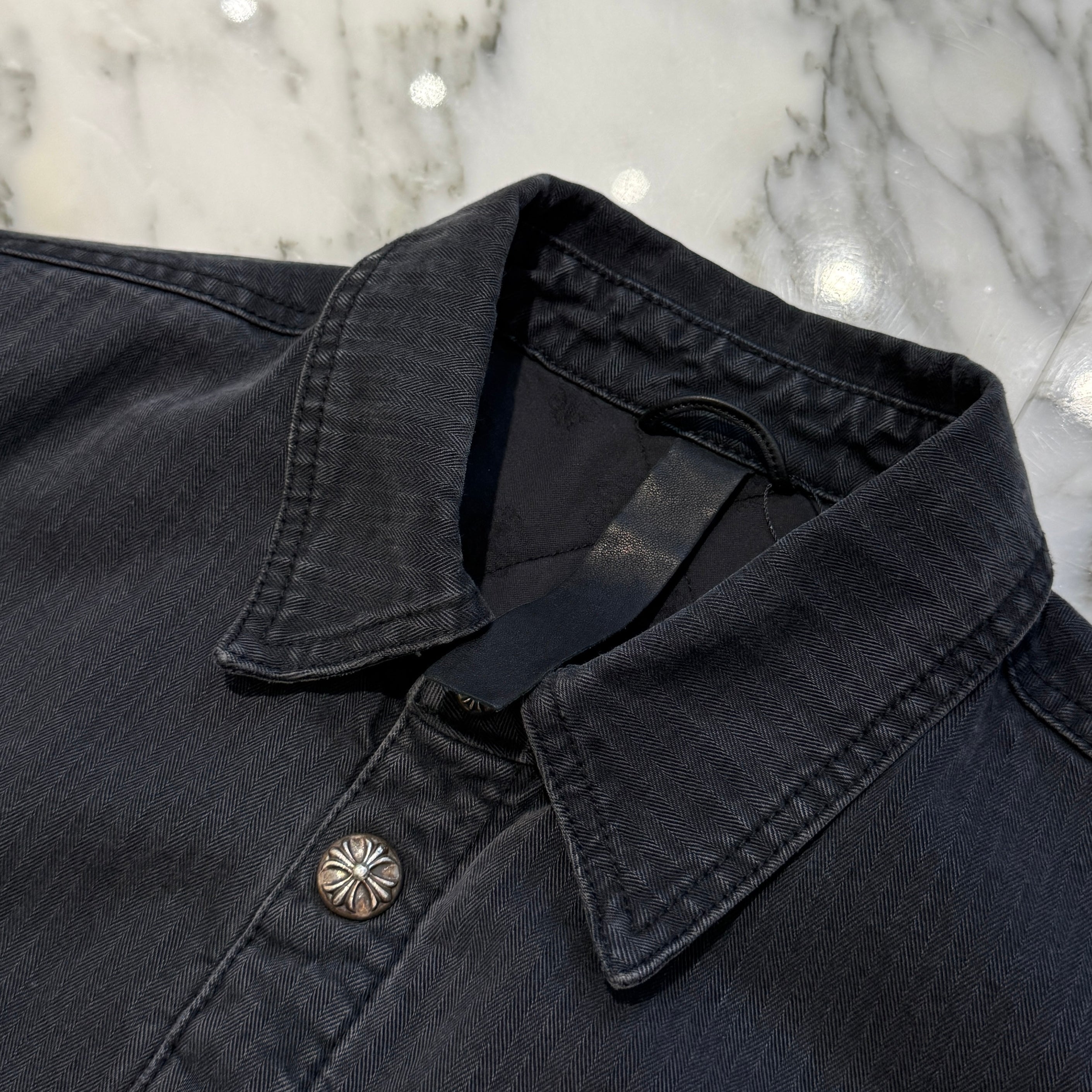 CHROME HEARTS Y NOT WORK DOG Herringbone Shirt Jacket Size L クロムハーツ ワイノット ワークドッグ ヘリンボーン シャツジャケット サイズL