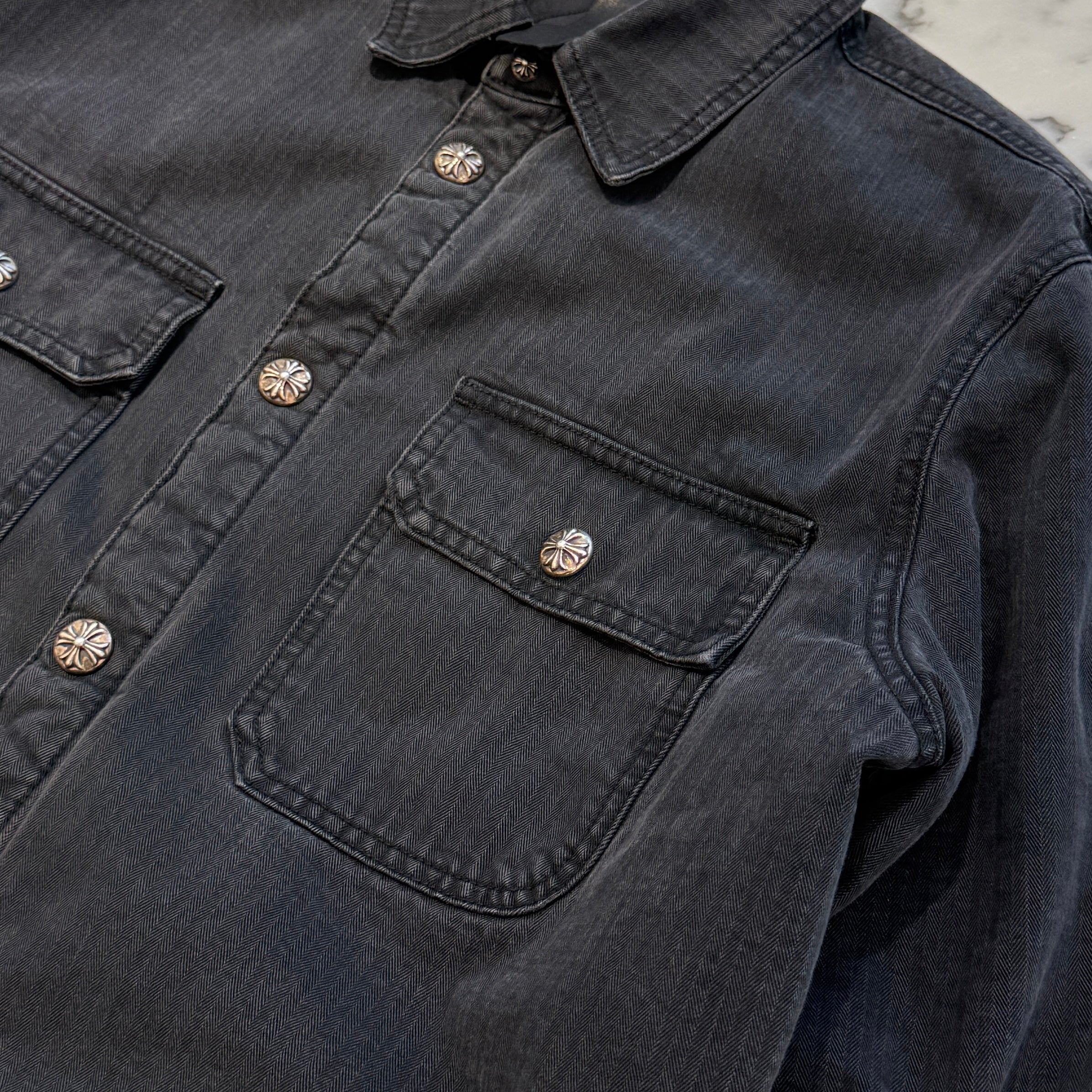 CHROME HEARTS Y NOT WORK DOG Herringbone Shirt Jacket Size L クロムハーツ ワイノット ワークドッグ ヘリンボーン シャツジャケット サイズL