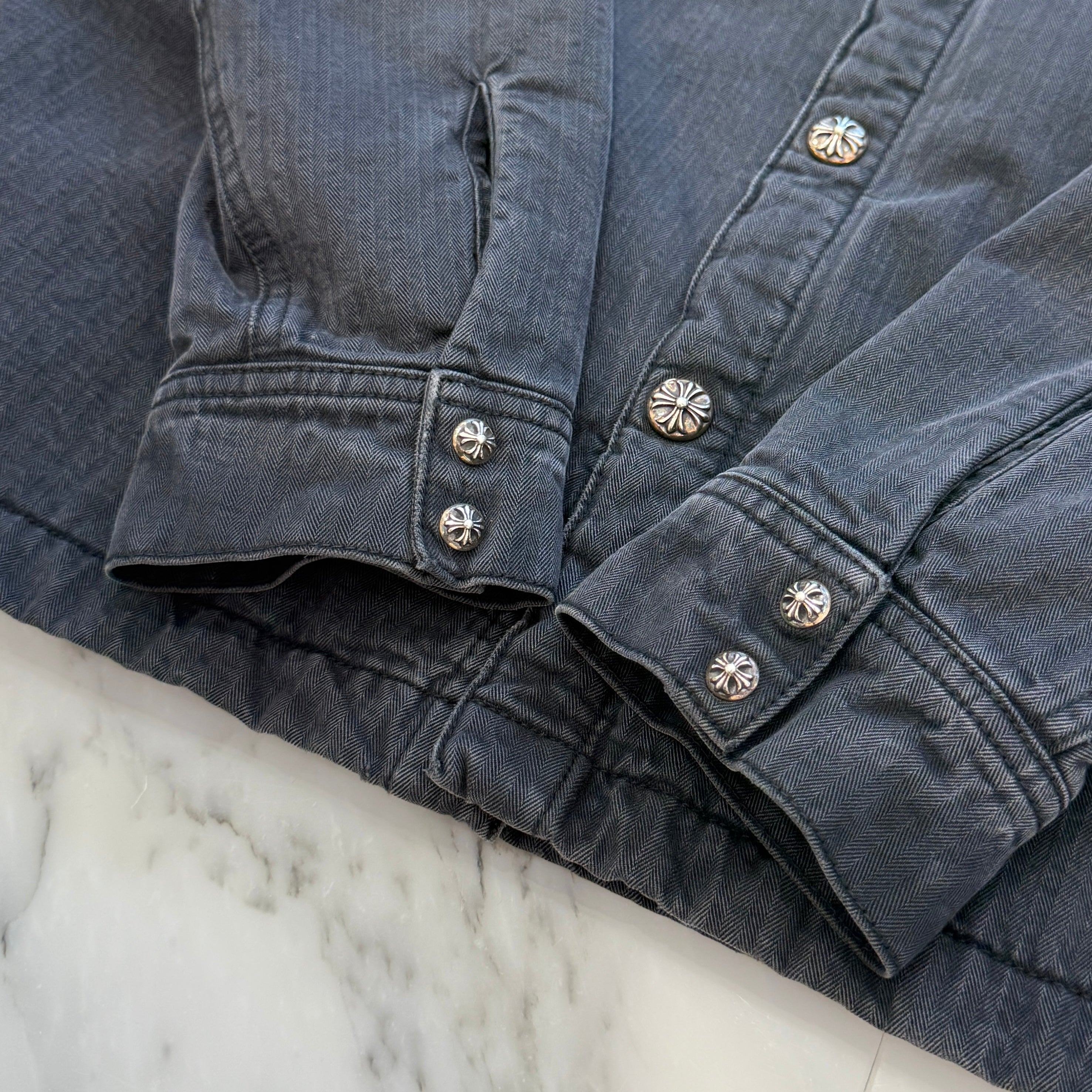 CHROME HEARTS Y NOT WORK DOG Herringbone Shirt Jacket Size L クロムハーツ ワイノット ワークドッグ ヘリンボーン シャツジャケット サイズL