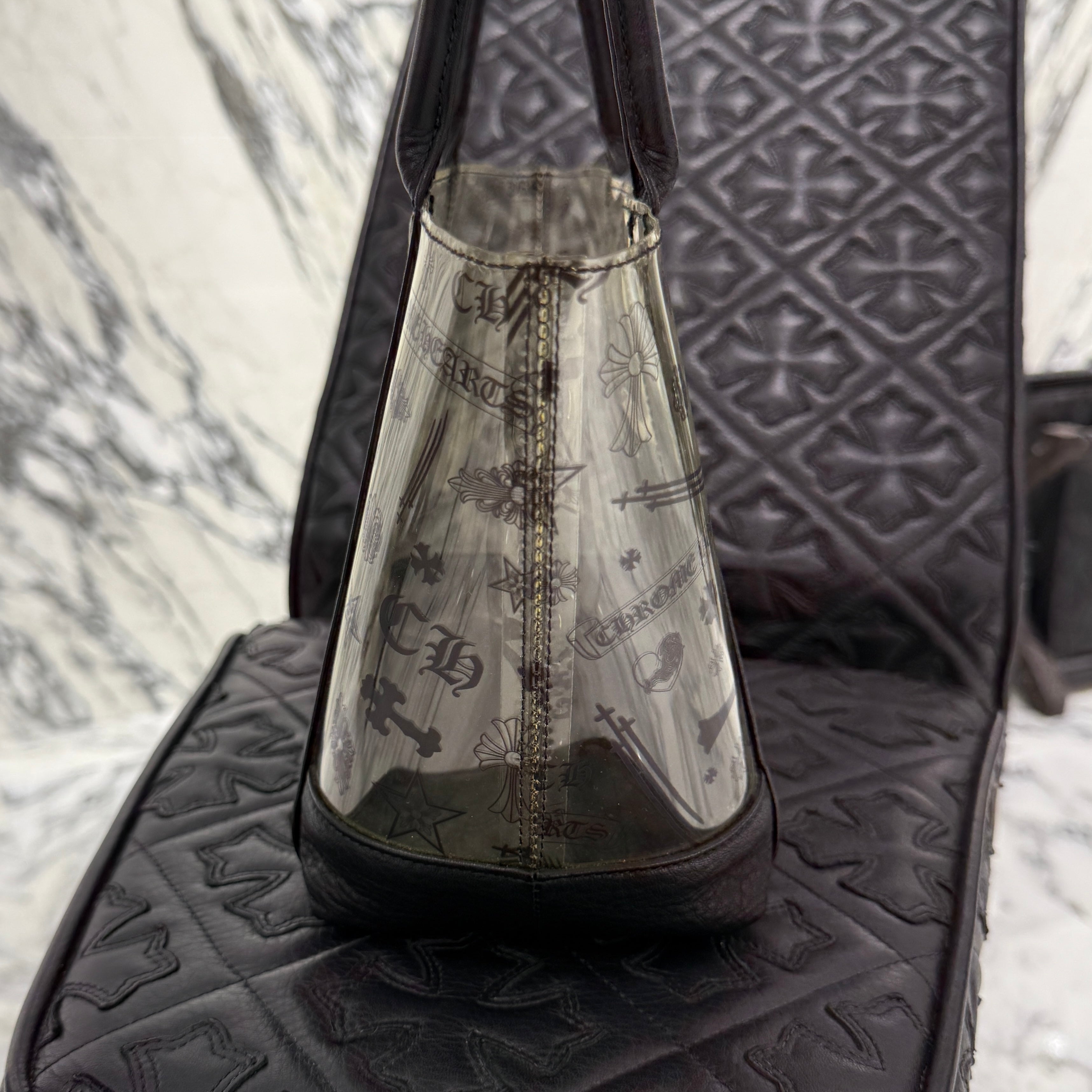 CHROME HEARTS PVC Leather Cross Patch Mini Tote Bag クロムハーツ PVC レザークロスパッチ ミニトートバッグ