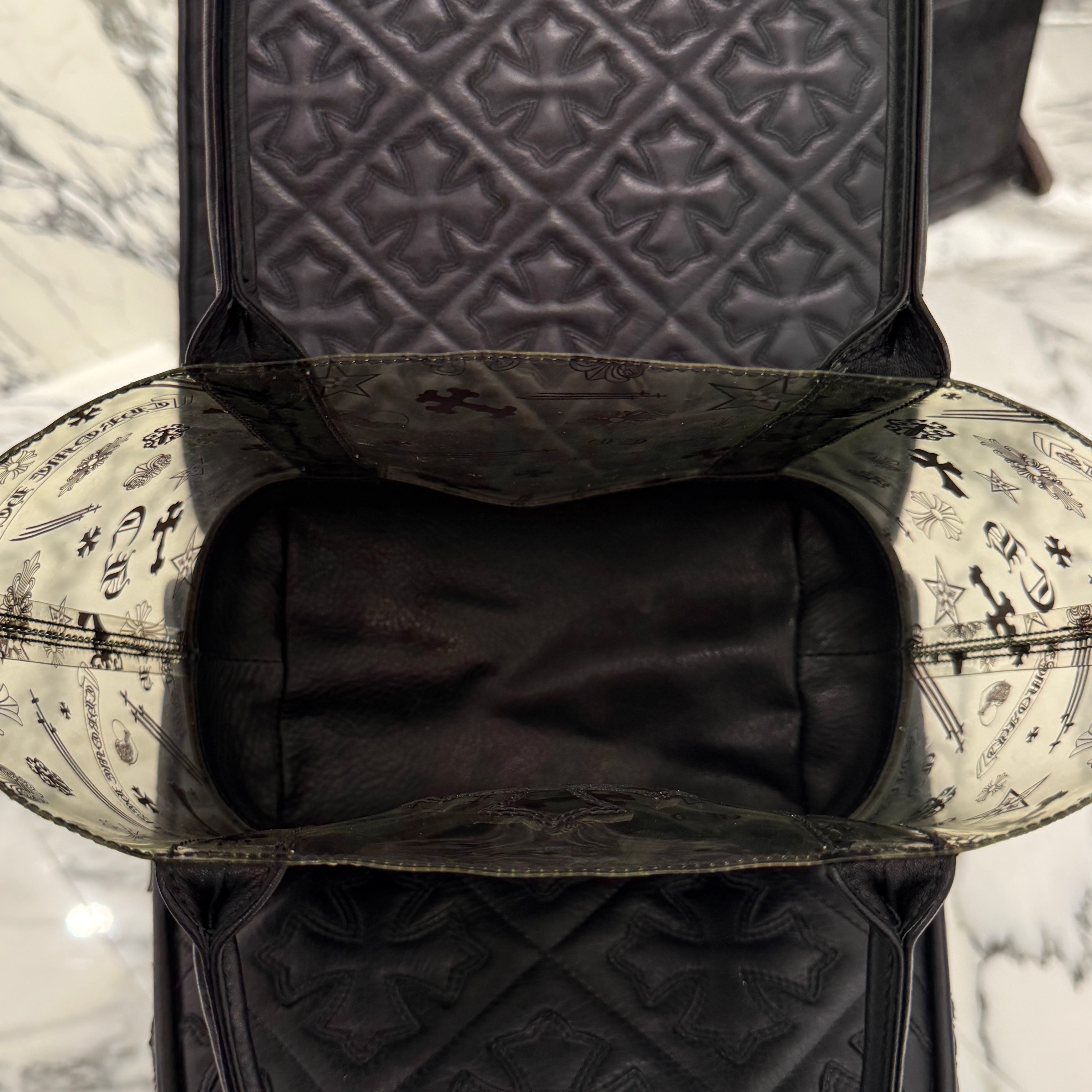 CHROME HEARTS PVC Leather Cross Patch Mini Tote Bag クロムハーツ PVC レザークロスパッチ ミニトートバッグ