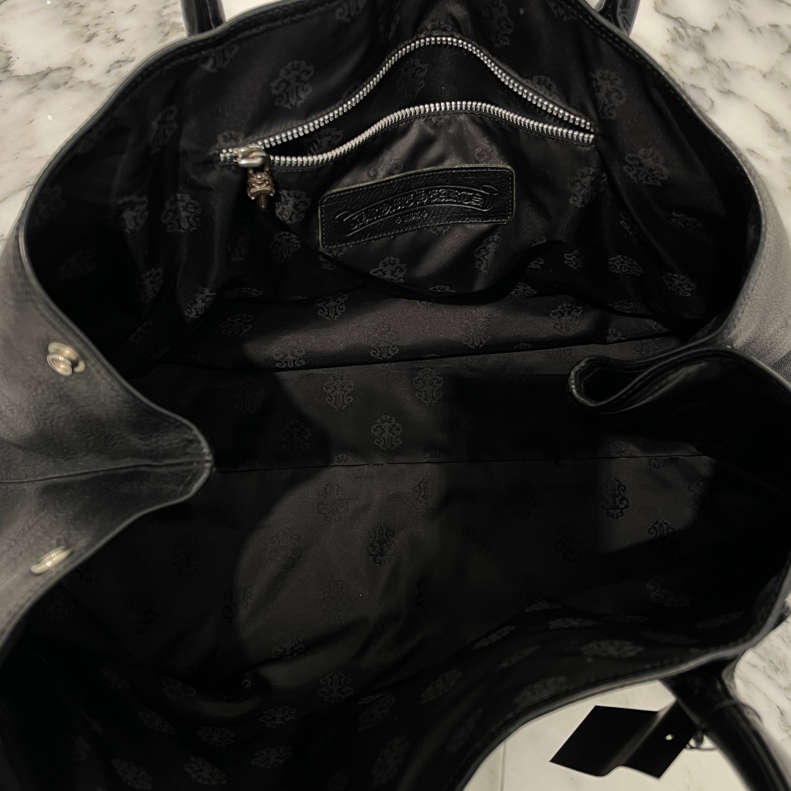 CHROME HEARTS 3 Cemetery Cross Patch FS Leather Tote Bag クロムハーツ 3セメタリークロスパッチ FS レザートートバッグ