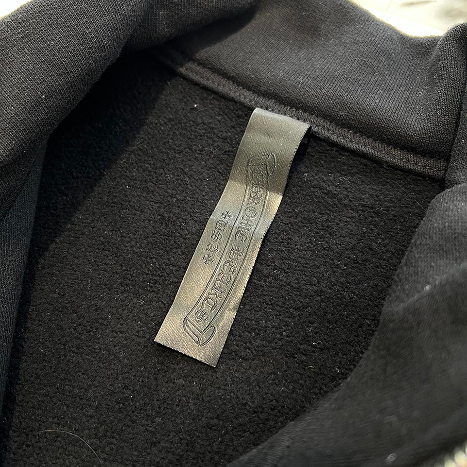 CHROME HEARTS Y NOT Triple Cross Leather Patch Half Zip Sweat Shirt Size S クロムハーツ ワイノット トリプルクロス レザーパッチ ハーフジップ スウェットシャツ サイズS