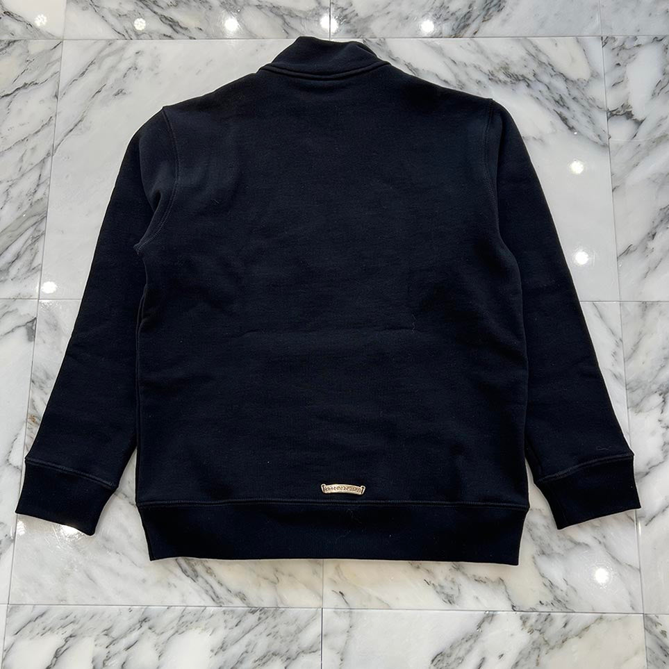 CHROME HEARTS Y NOT Triple Cross Leather Patch Half Zip Sweat