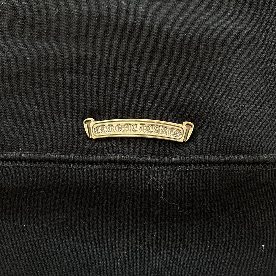 CHROME HEARTS Y NOT Triple Cross Leather Patch Half Zip Sweat Shirt Size S クロムハーツ ワイノット トリプルクロス レザーパッチ ハーフジップ スウェットシャツ サイズS