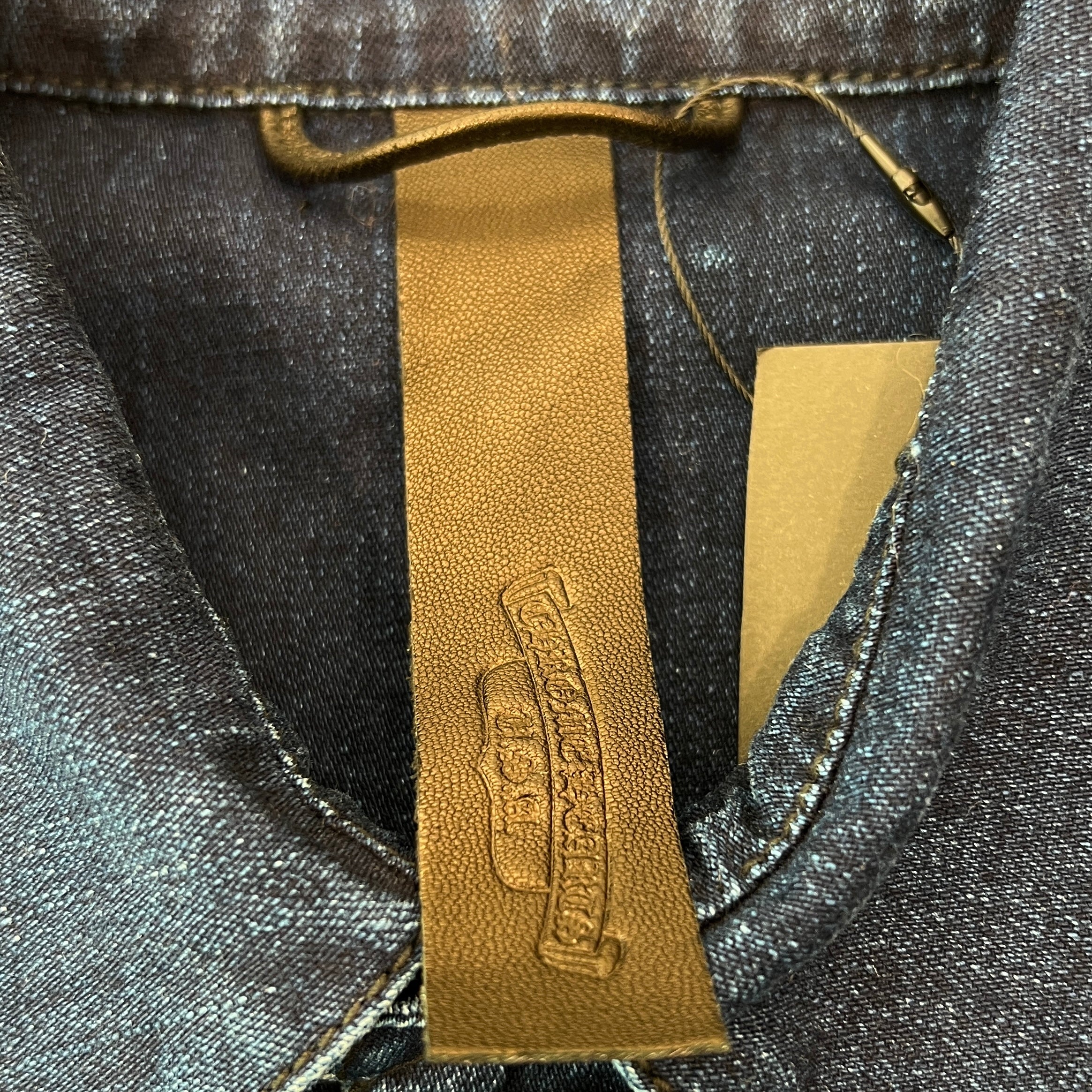 CHROME HEARTS Y NOT Leather Cross Patch Denim Shirt Size M クロムハーツ ワイノット レザークロスパッチ デニムシャツ サイズM