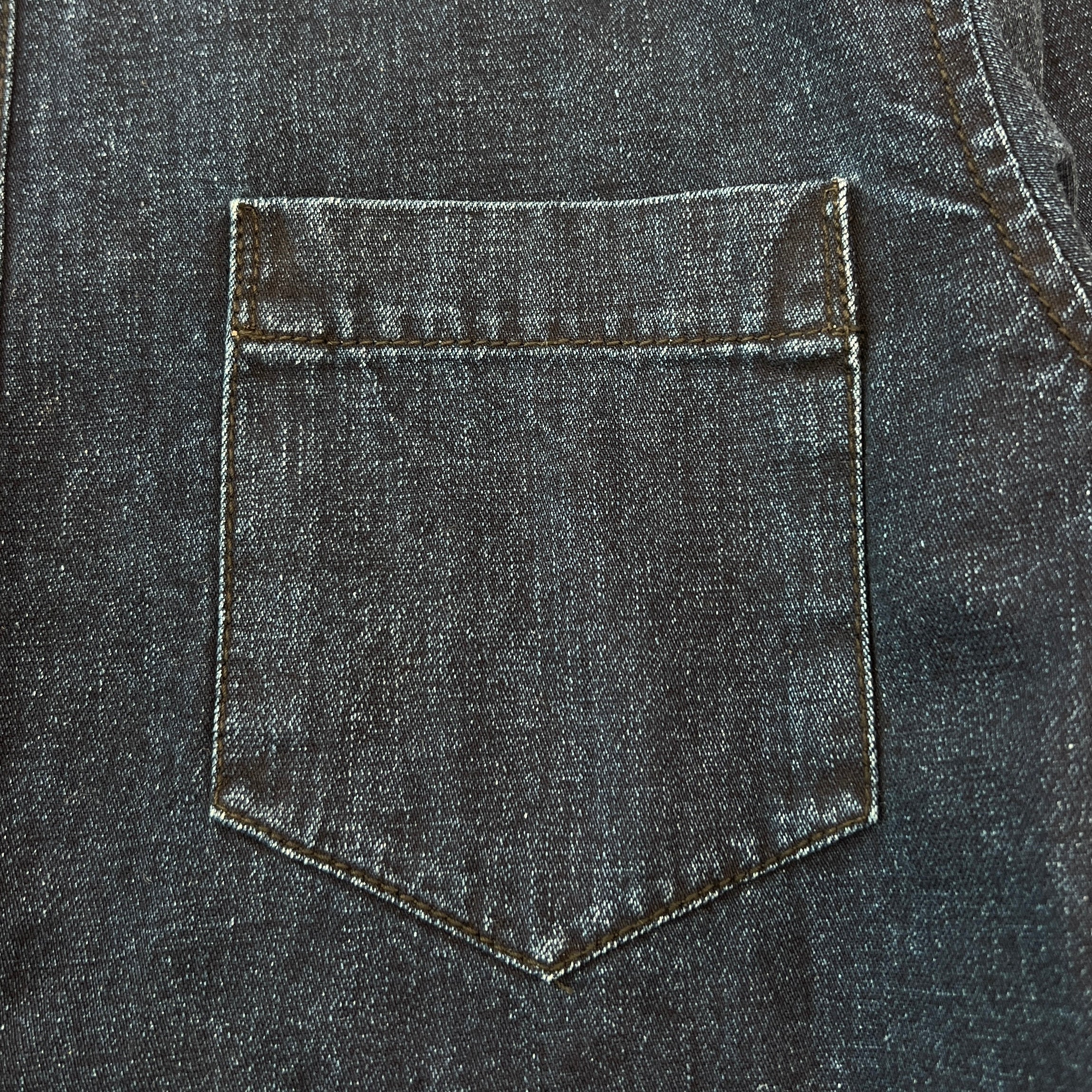 CHROME HEARTS Y NOT Leather Cross Patch Denim Shirt Size M クロムハーツ ワイノット レザークロスパッチ デニムシャツ サイズM