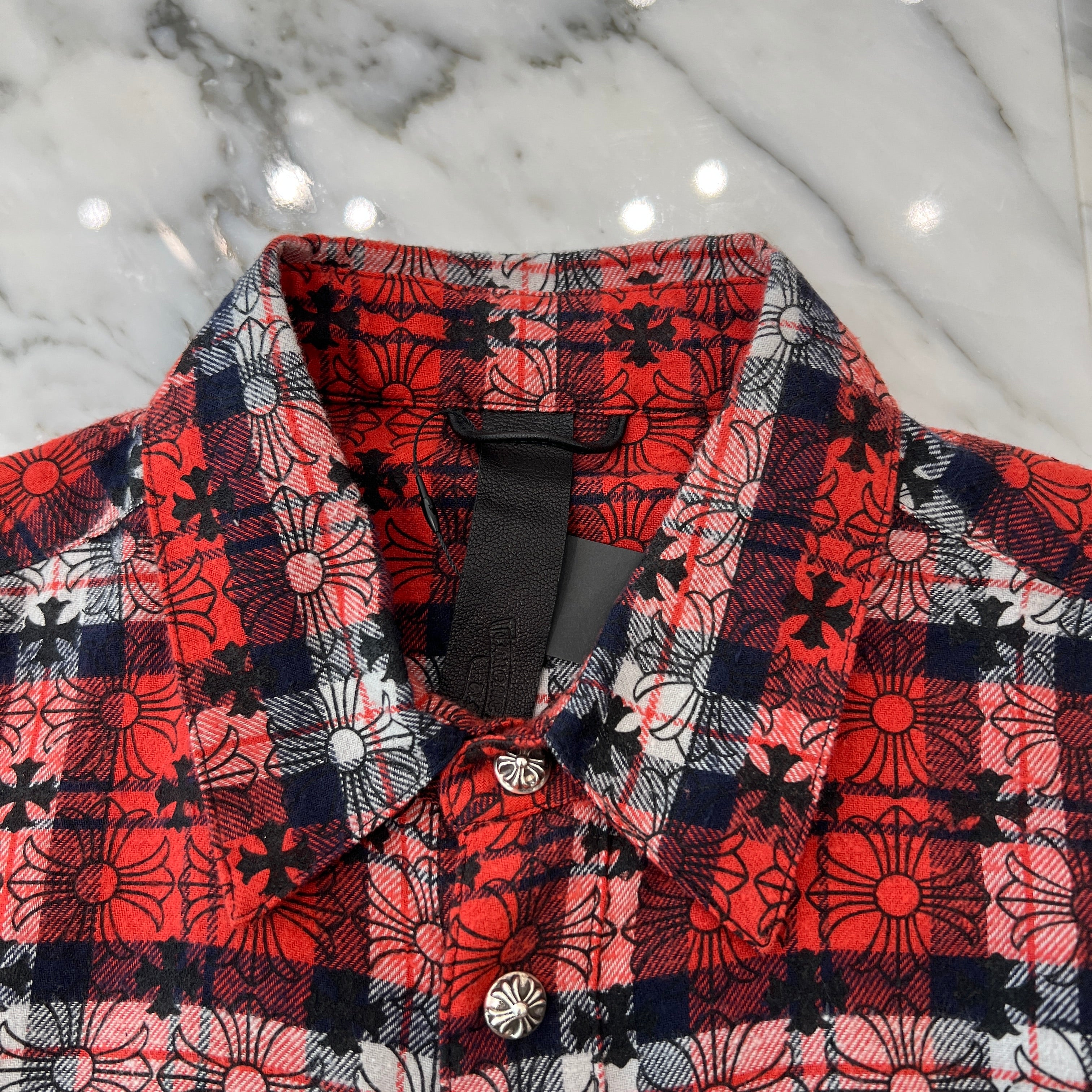 LOOSE ENDチェックシャツ　クロムハーツ デザイン CHROME HEARTS クロムハーツ Loose end check shirts Red ルーズ