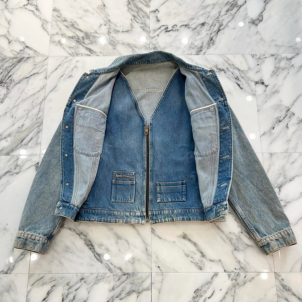 LOUIS VUITTON 2019SS Double Front Virgil Abloh Denim Jacket HGA73WLVP Size 46 ルイヴィトン ダブルフロント ヴァージル アブローデニムジャケット サイズ46