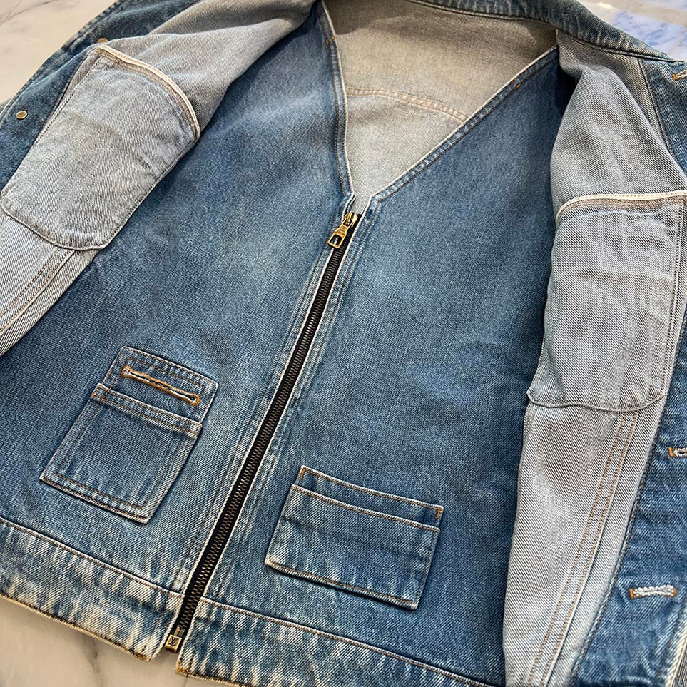 LOUIS VUITTON 2019SS Double Front Virgil Abloh Denim Jacket HGA73WLVP Size 46 ルイヴィトン ダブルフロント ヴァージル アブローデニムジャケット サイズ46