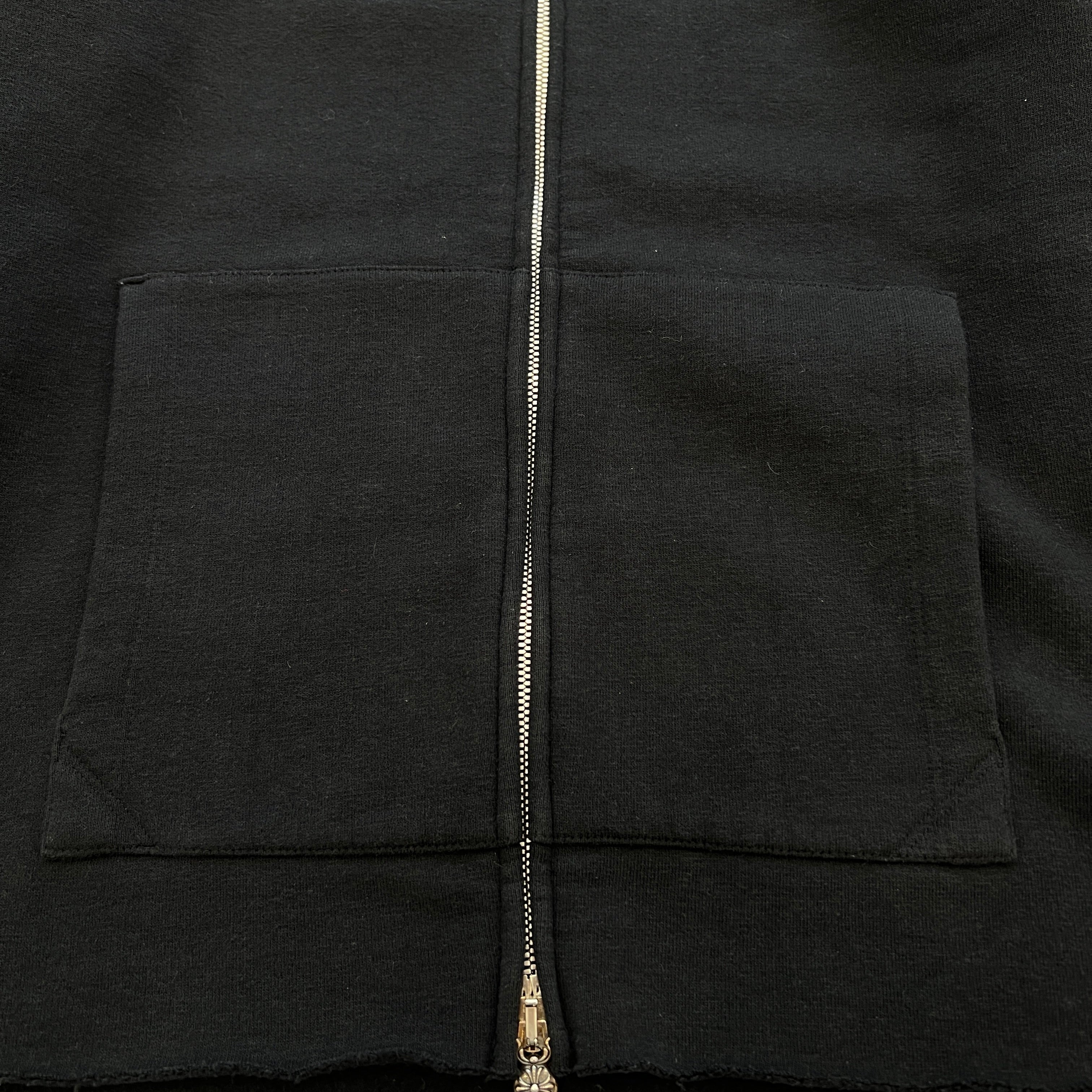 CHROME HEARTS Y NOT Leather Cross Patch Arm Leather Switching Pullover Zip Hoodie Size M クロムハーツ ワイノット レザークロスパッチ アームレザー切替 プルオーバージップフーディー サイズM