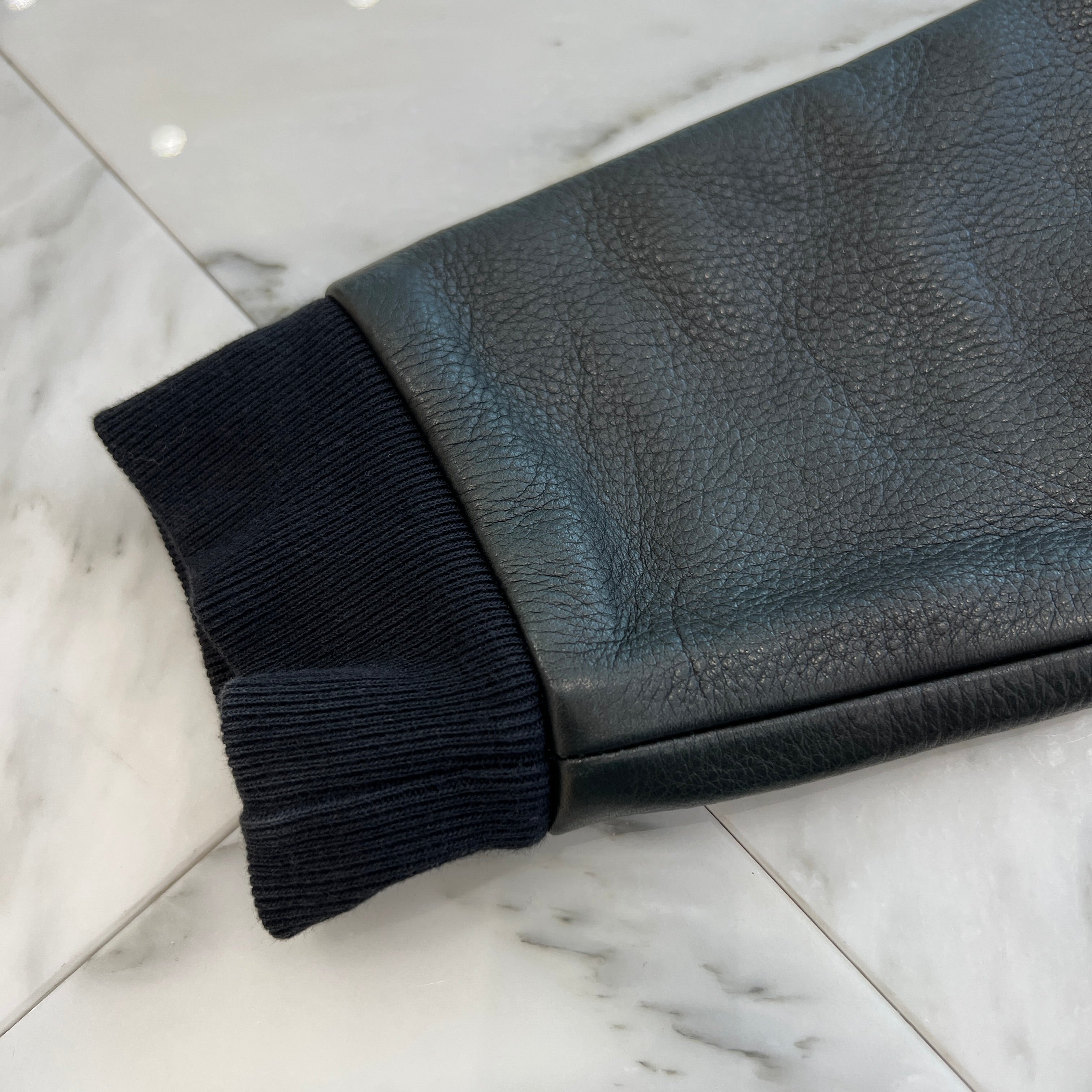 CHROME HEARTS Y NOT Leather Cross Patch Arm Leather Switching Pullover Zip Hoodie Size M クロムハーツ ワイノット レザークロスパッチ アームレザー切替 プルオーバージップフーディー サイズM