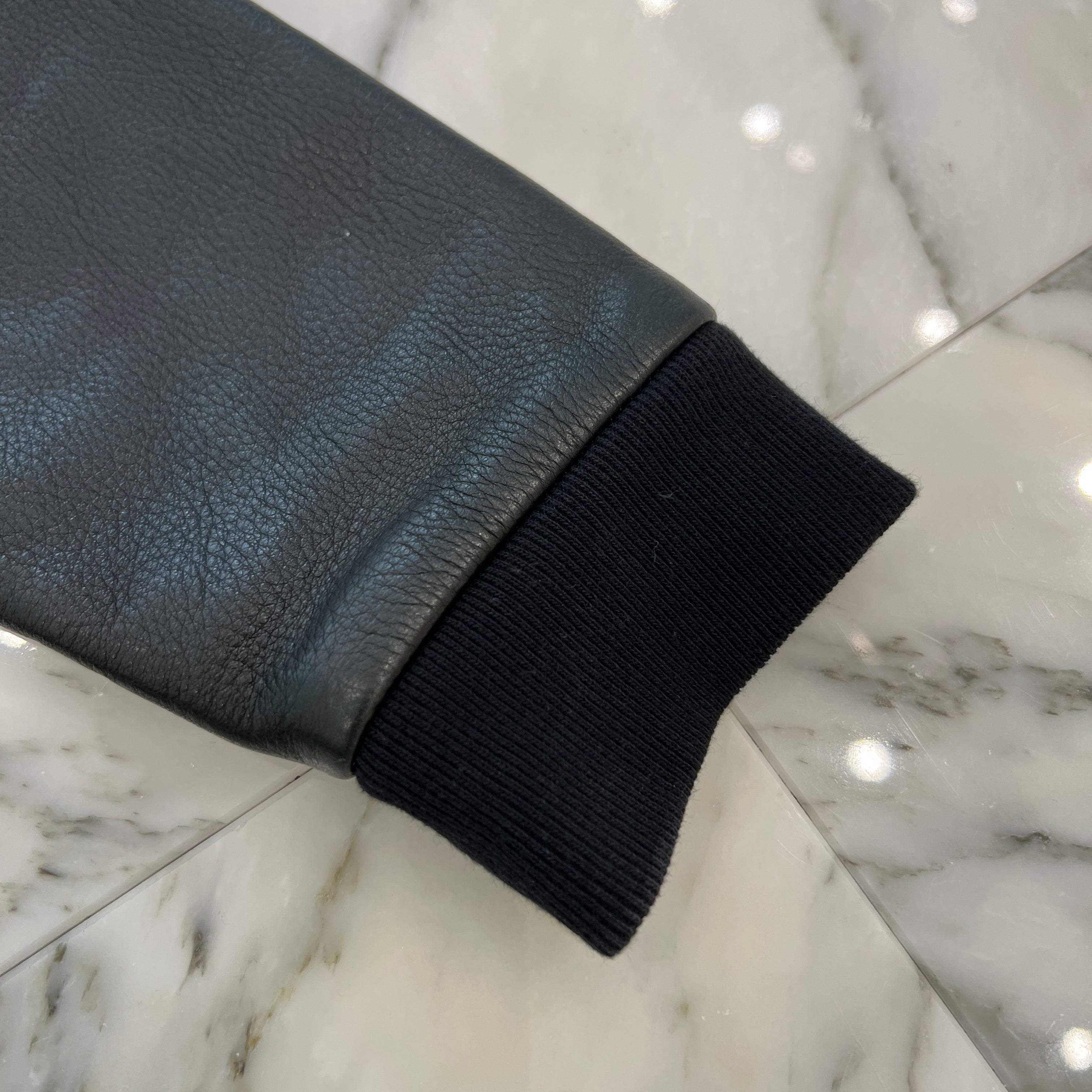 CHROME HEARTS Y NOT Leather Cross Patch Arm Leather Switching Pullover Zip Hoodie Size M クロムハーツ ワイノット レザークロスパッチ アームレザー切替 プルオーバージップフーディー サイズM