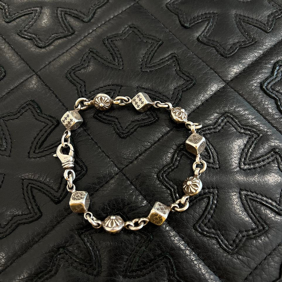 CHROME HEARTS DICE Cross Ball Silver Bracelet Size 9 LINK クロムハーツ ダイス クロスボール シルバー ブレスレット サイズ9リンク