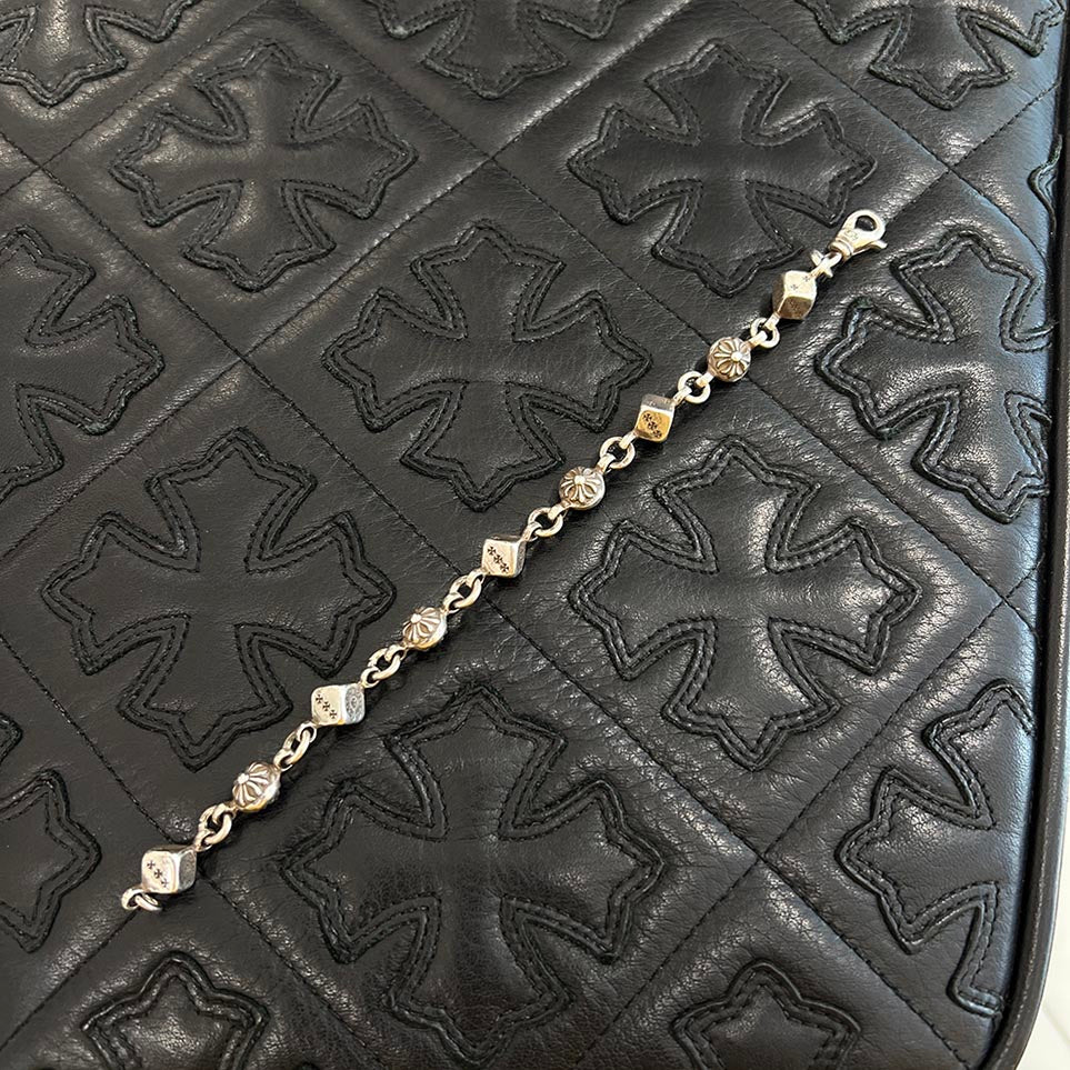 CHROME HEARTS DICE Cross Ball Silver Bracelet Size 9 LINK クロムハーツ ダイス クロスボール シルバー ブレスレット サイズ9リンク